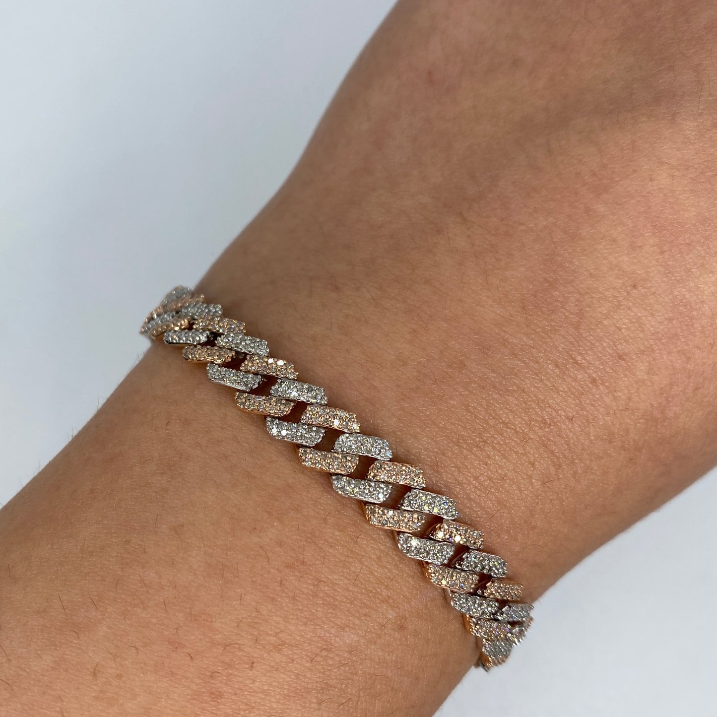 14K 8MM Cuban Link Diamond Bracelet 7-8"