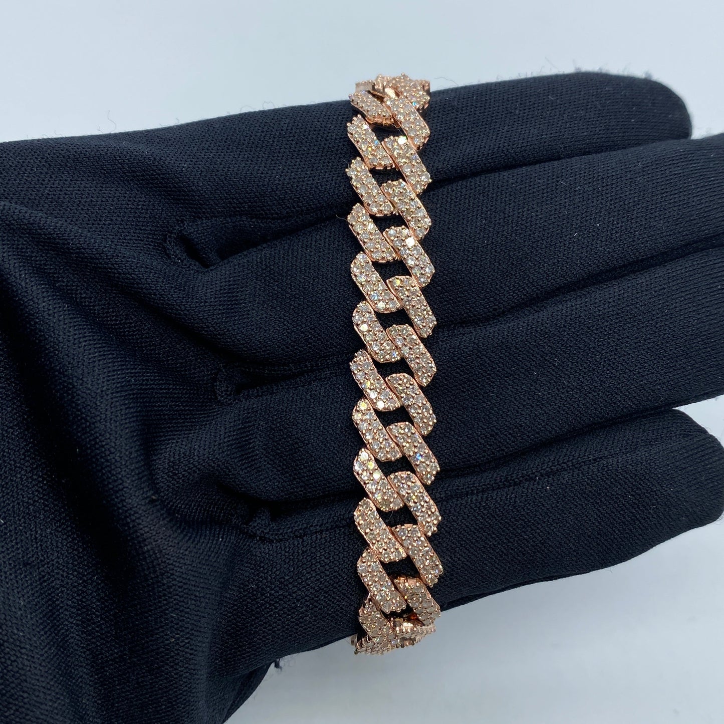 10K 10MM Cuban Link Diamond Bracelet 7.5"