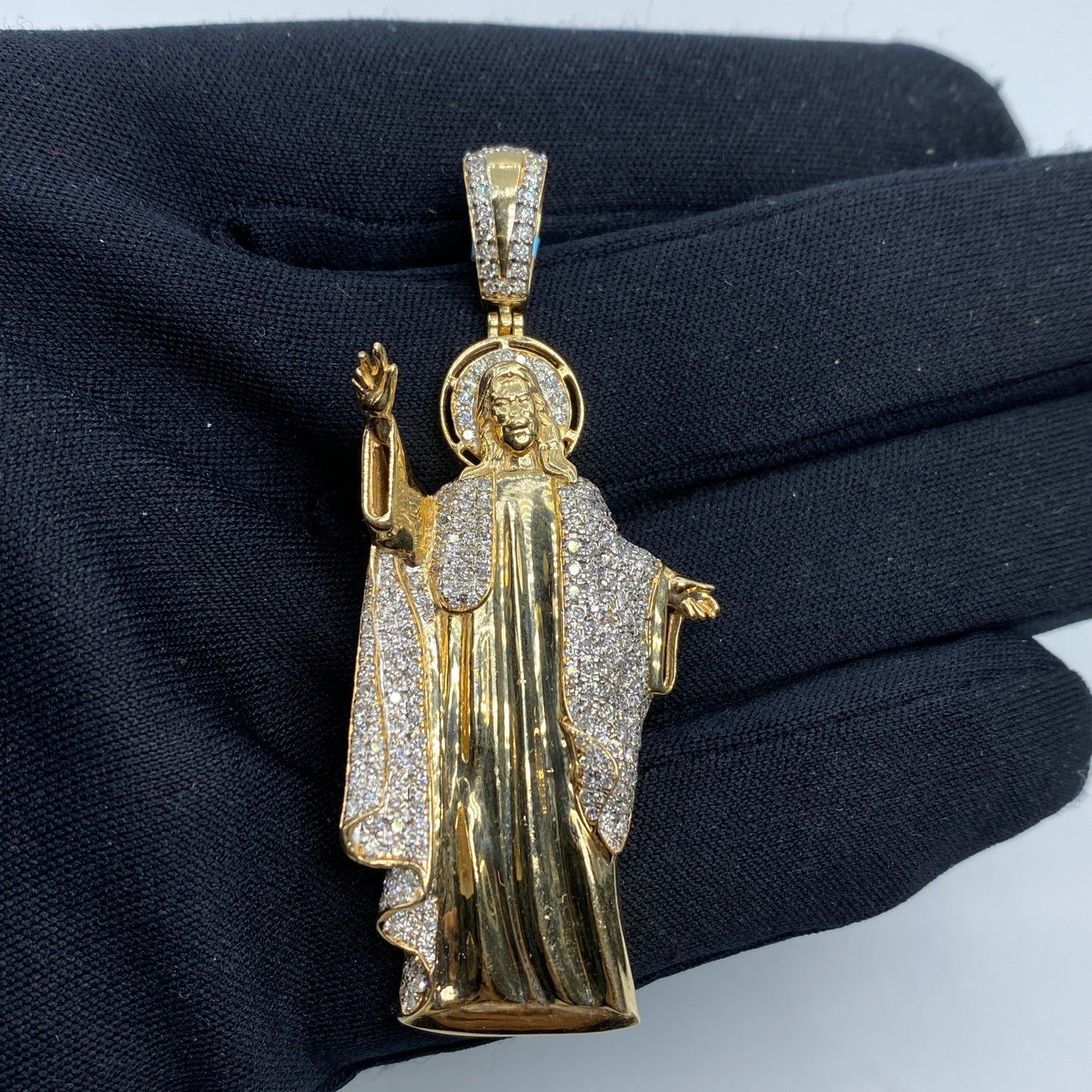 14K Jesus Diamond Pendant