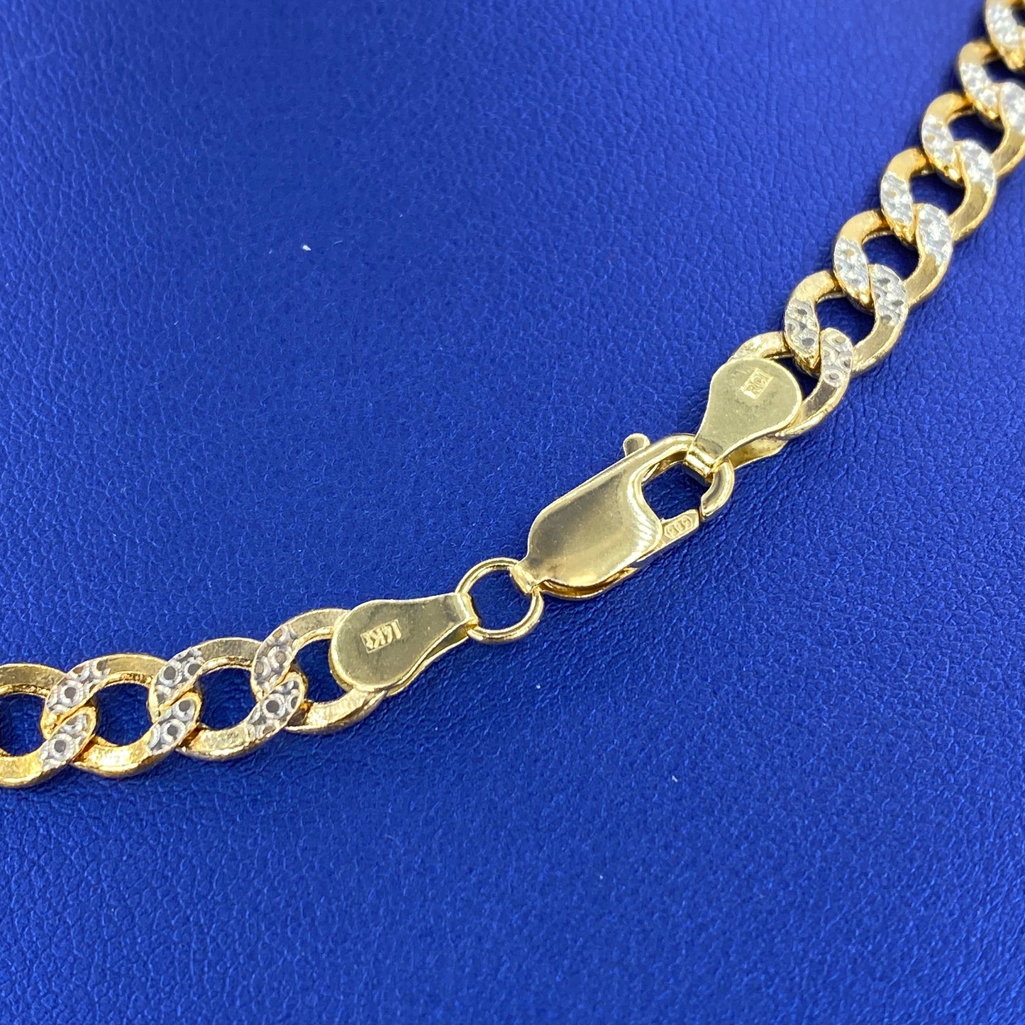 14K 6.5MM Two-Tone Flat Cuban Link Chain 18"