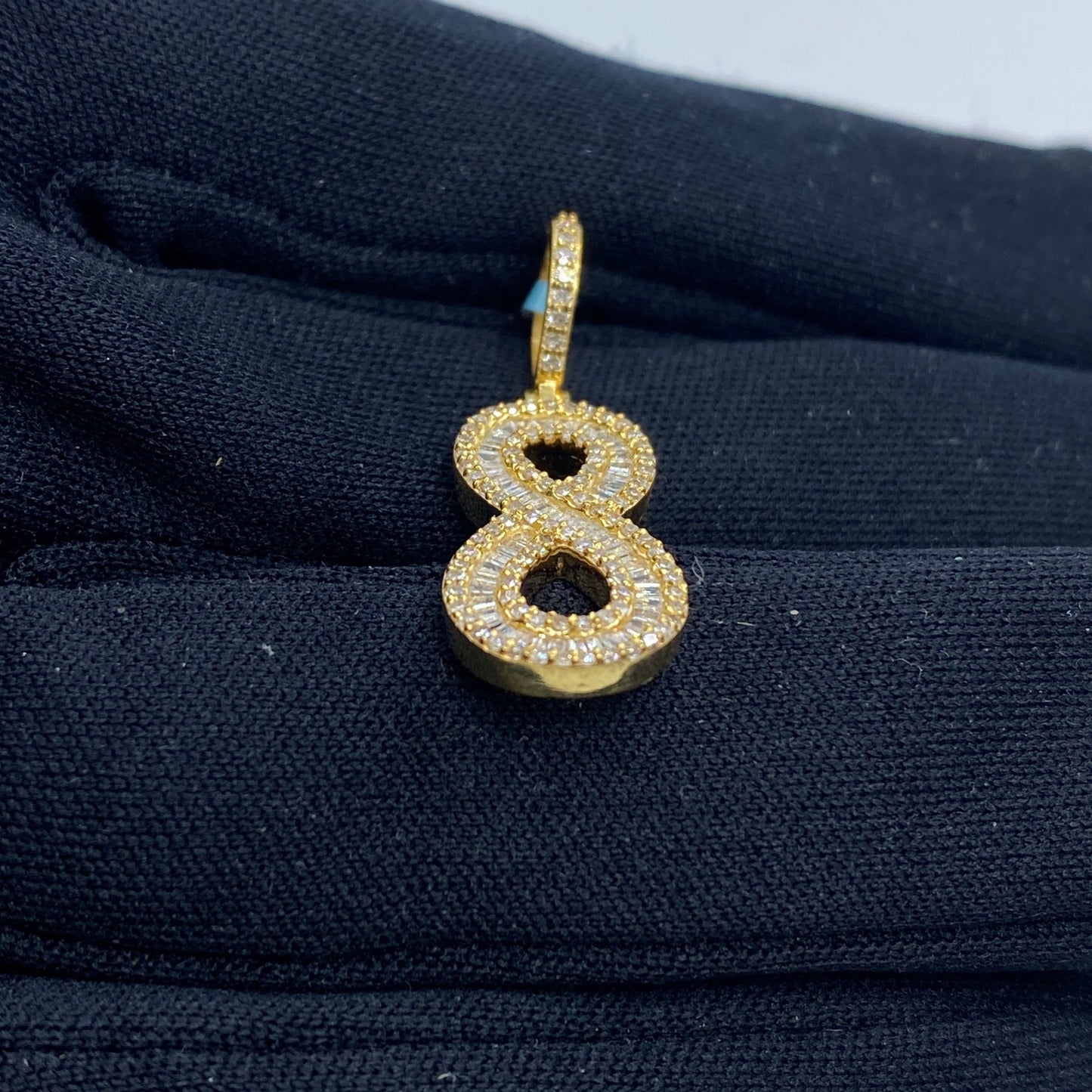 14k Number 8 Diamond Baguette Pendant