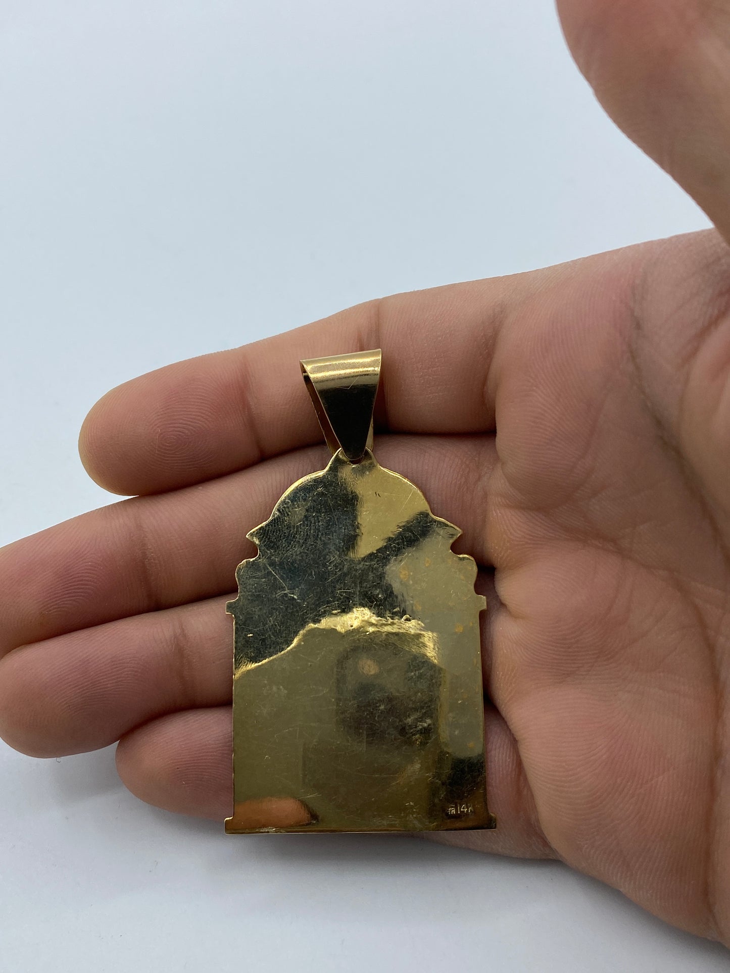 14K Saint Barbara Medallion Pendant 2.5"