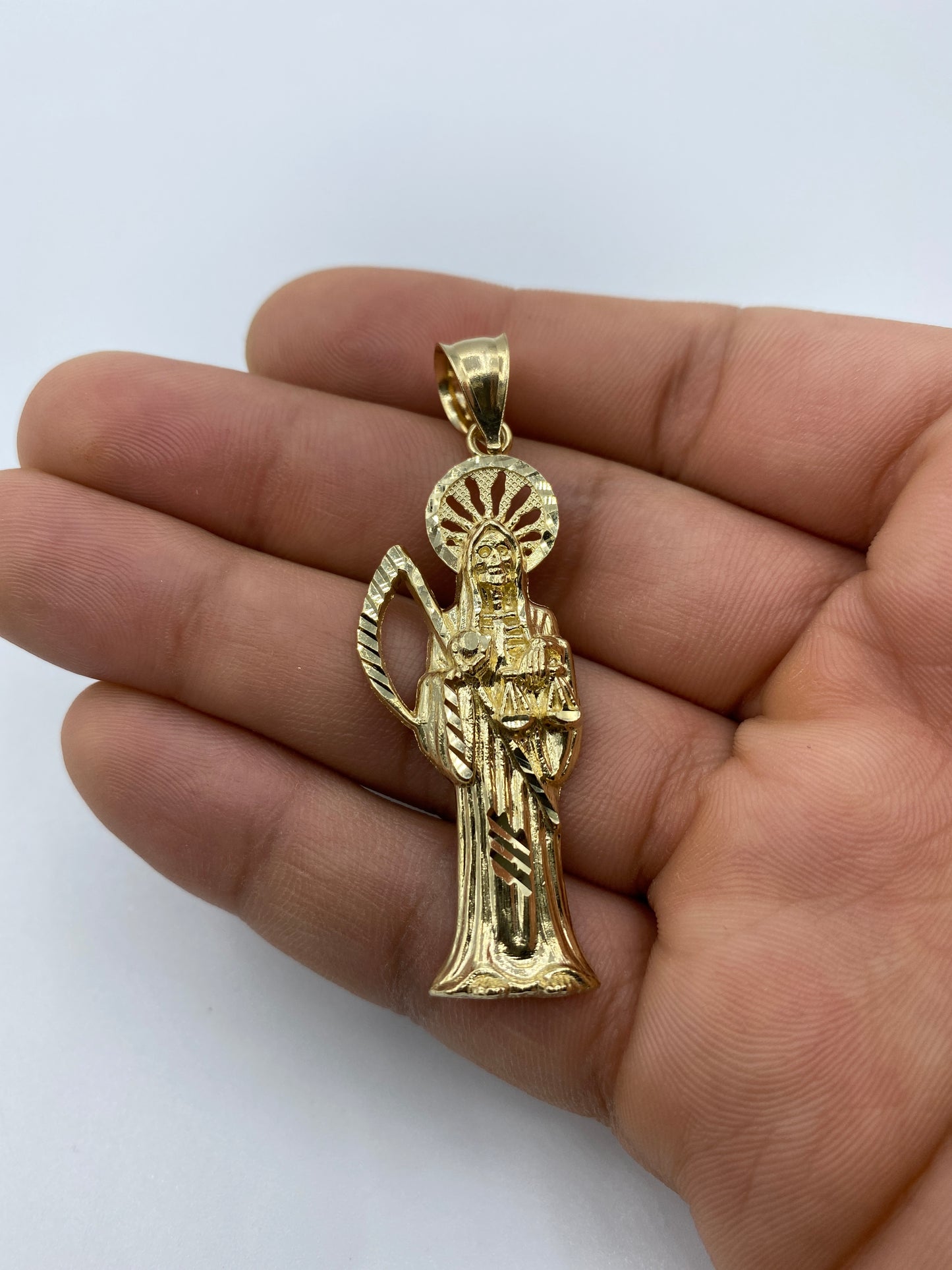 14K Santa Muerte Grim Reaper Pendant