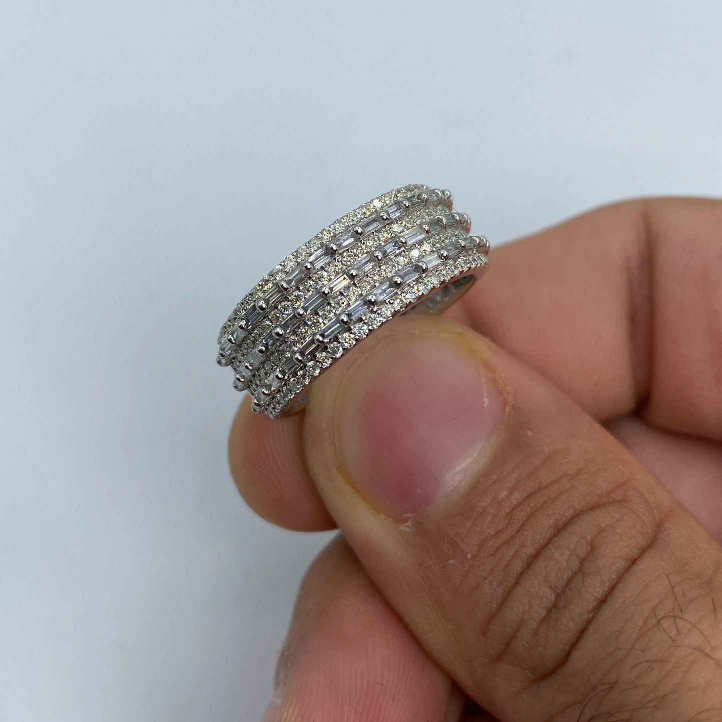 14K Triple Dash Diamond Baguette Band