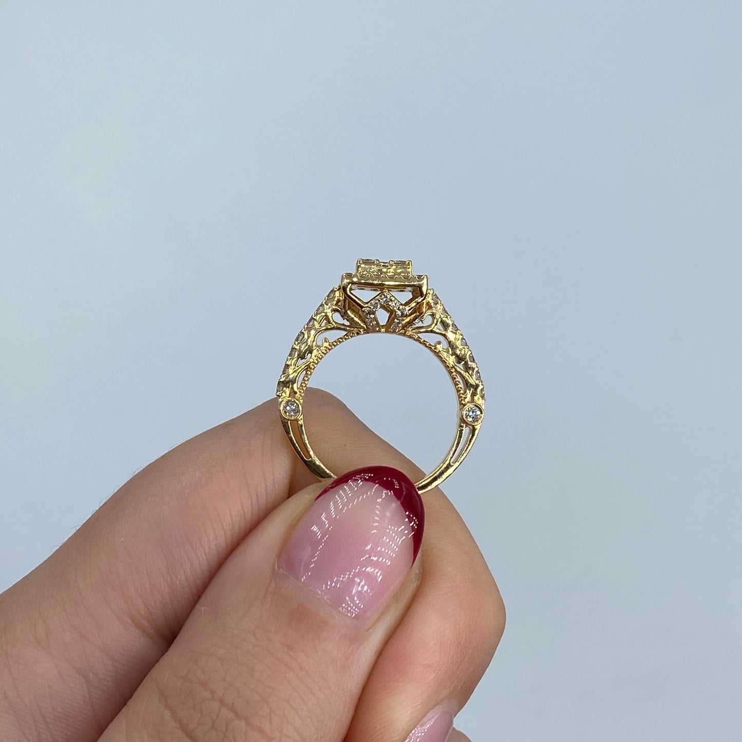 14K Square Diamond Engagement Ring