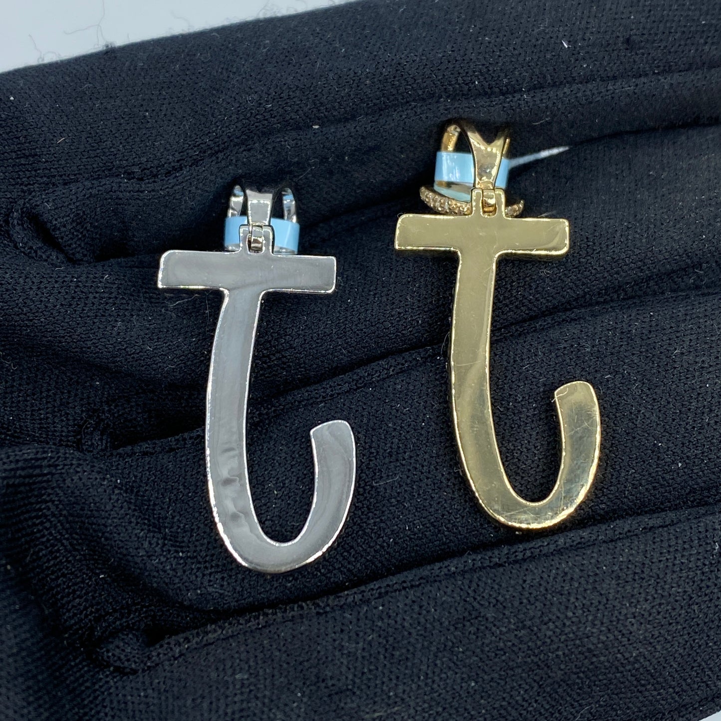 14K Script Initial J Heart Diamond Pendant