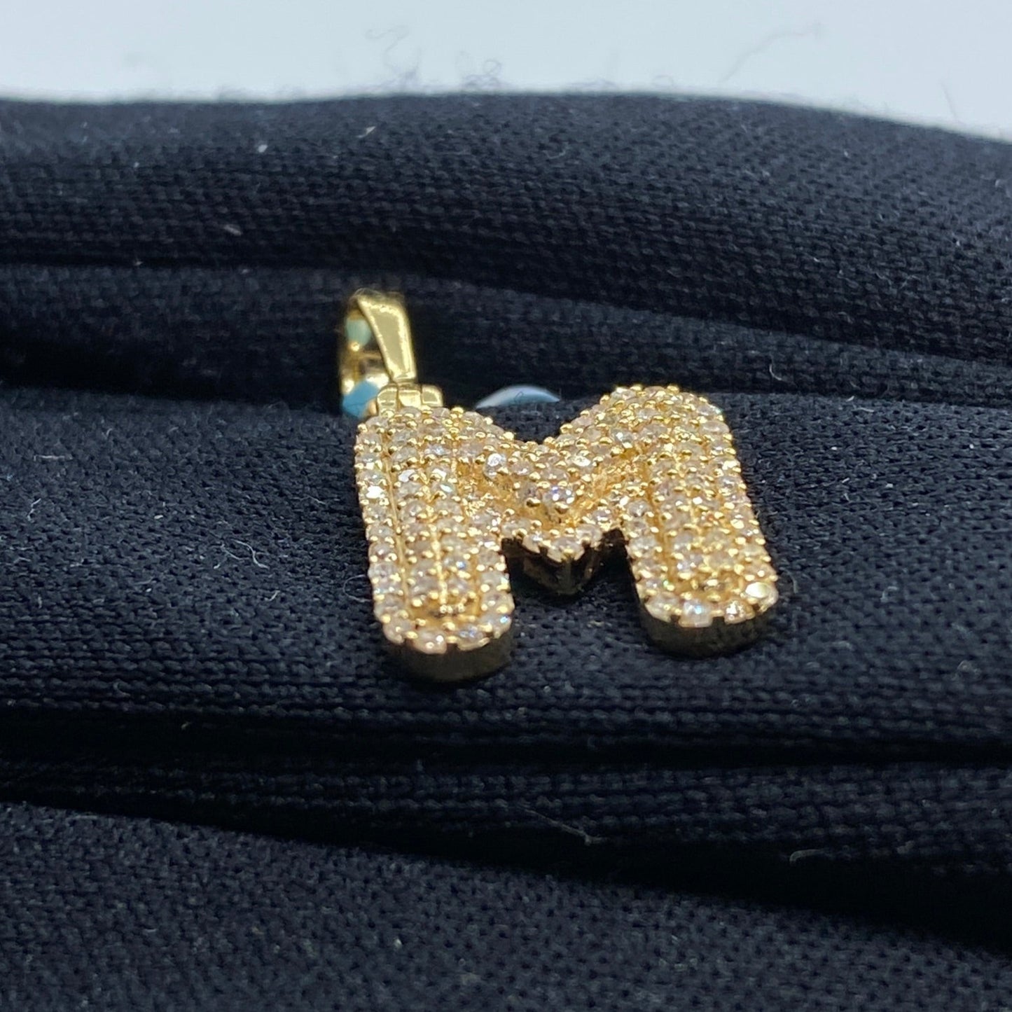 14k Initial M Bubble Pendant