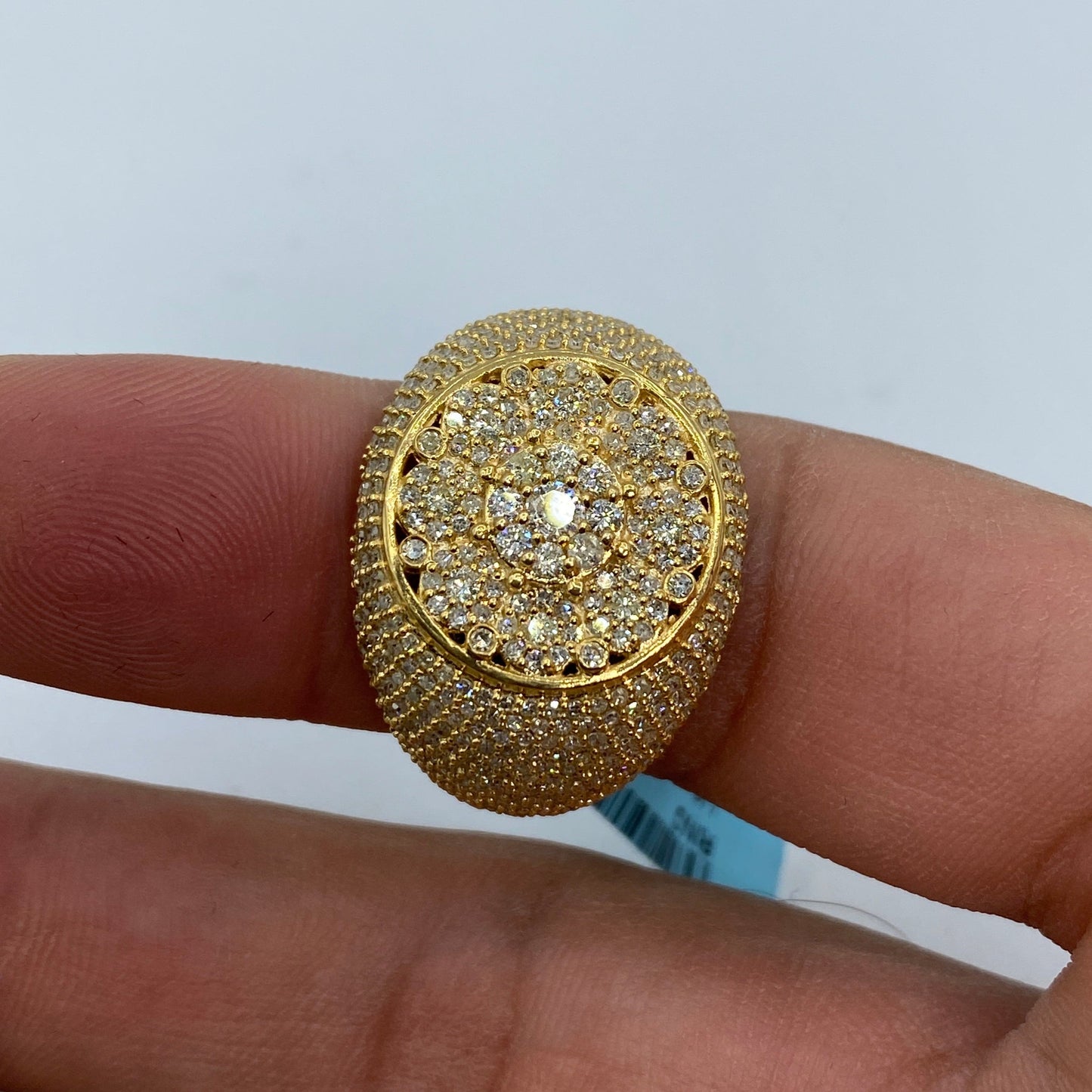 14K Flower Diamond Dome Ring
