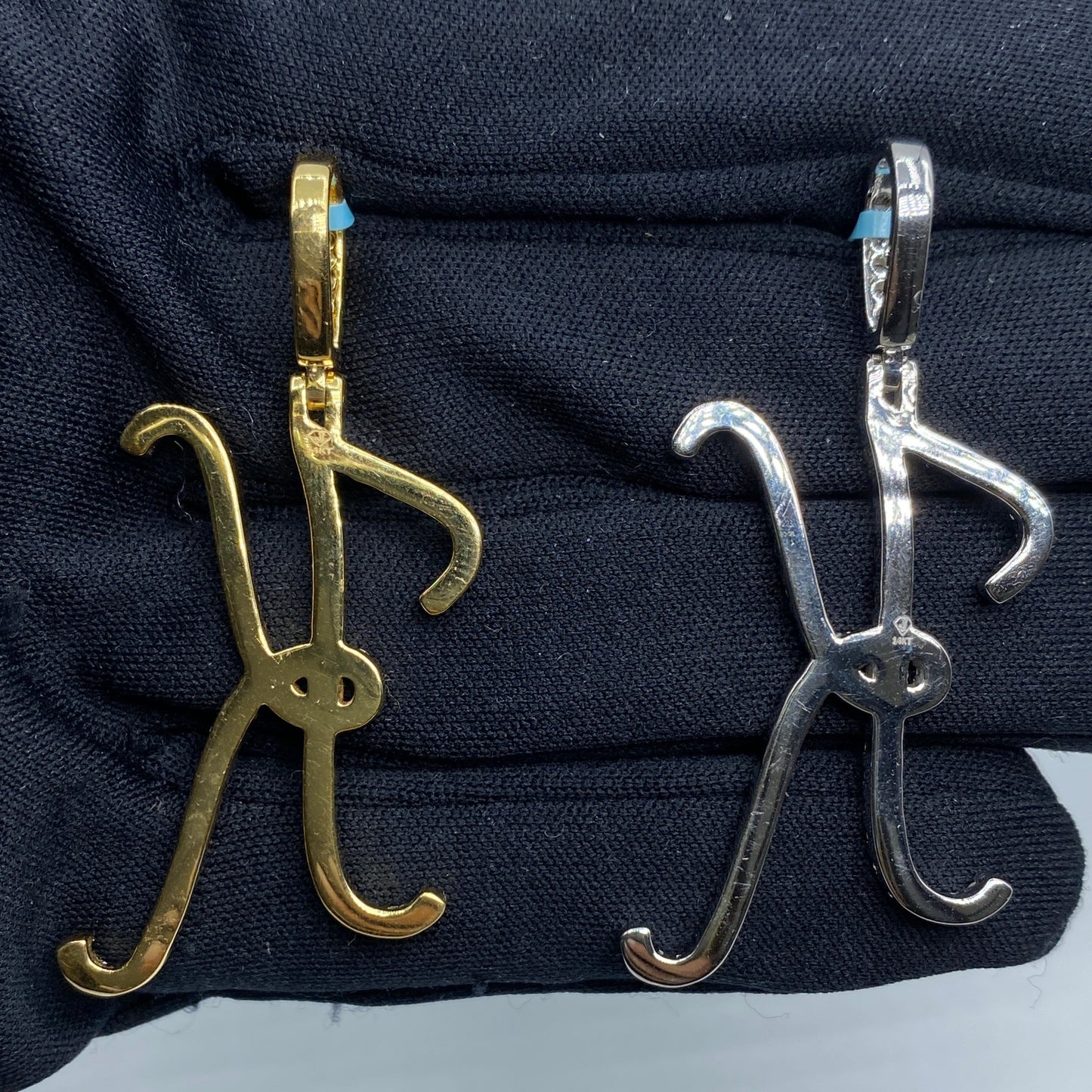 14K Initial K Large Script Pendant