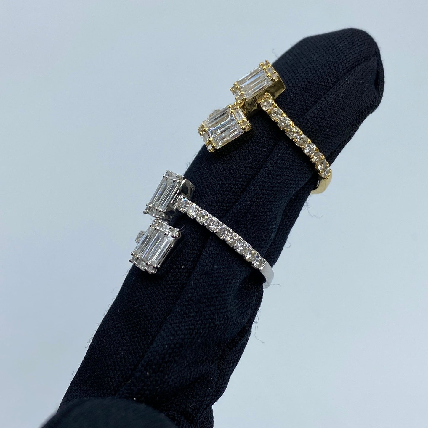14K Rectangle Diamond Baguette Bangle Ring