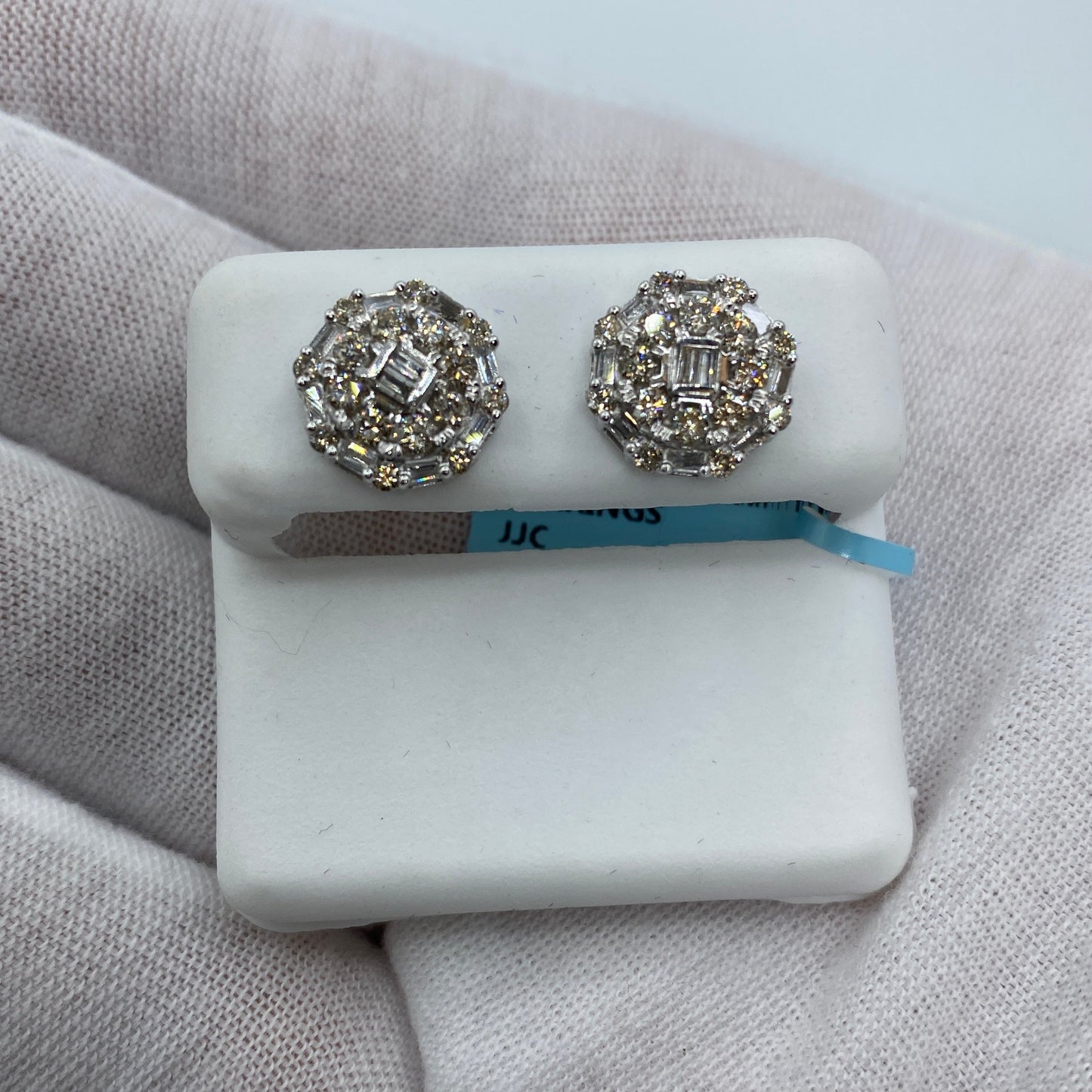 14K Jumbo Regal Circle Diamond Baguette Earrings
