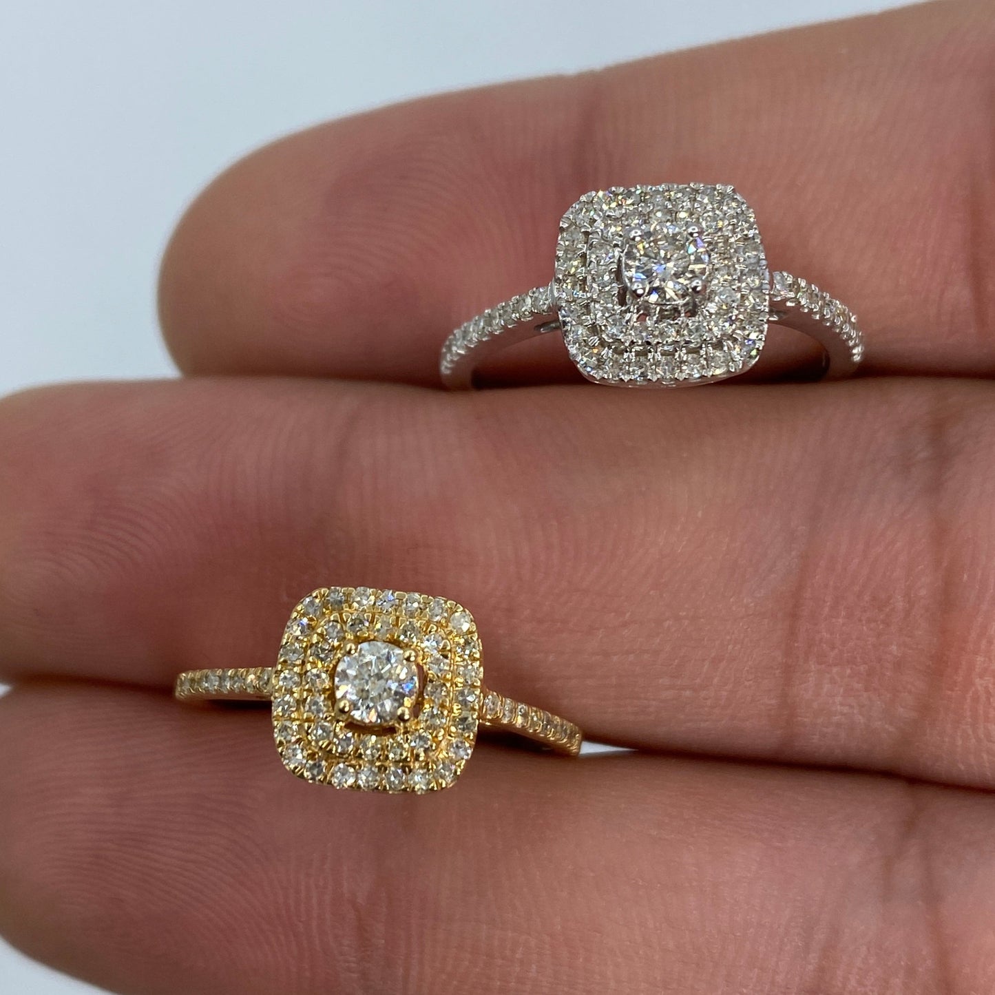 14K Wide Square With Large Center Stone Diamond Engagement Ring