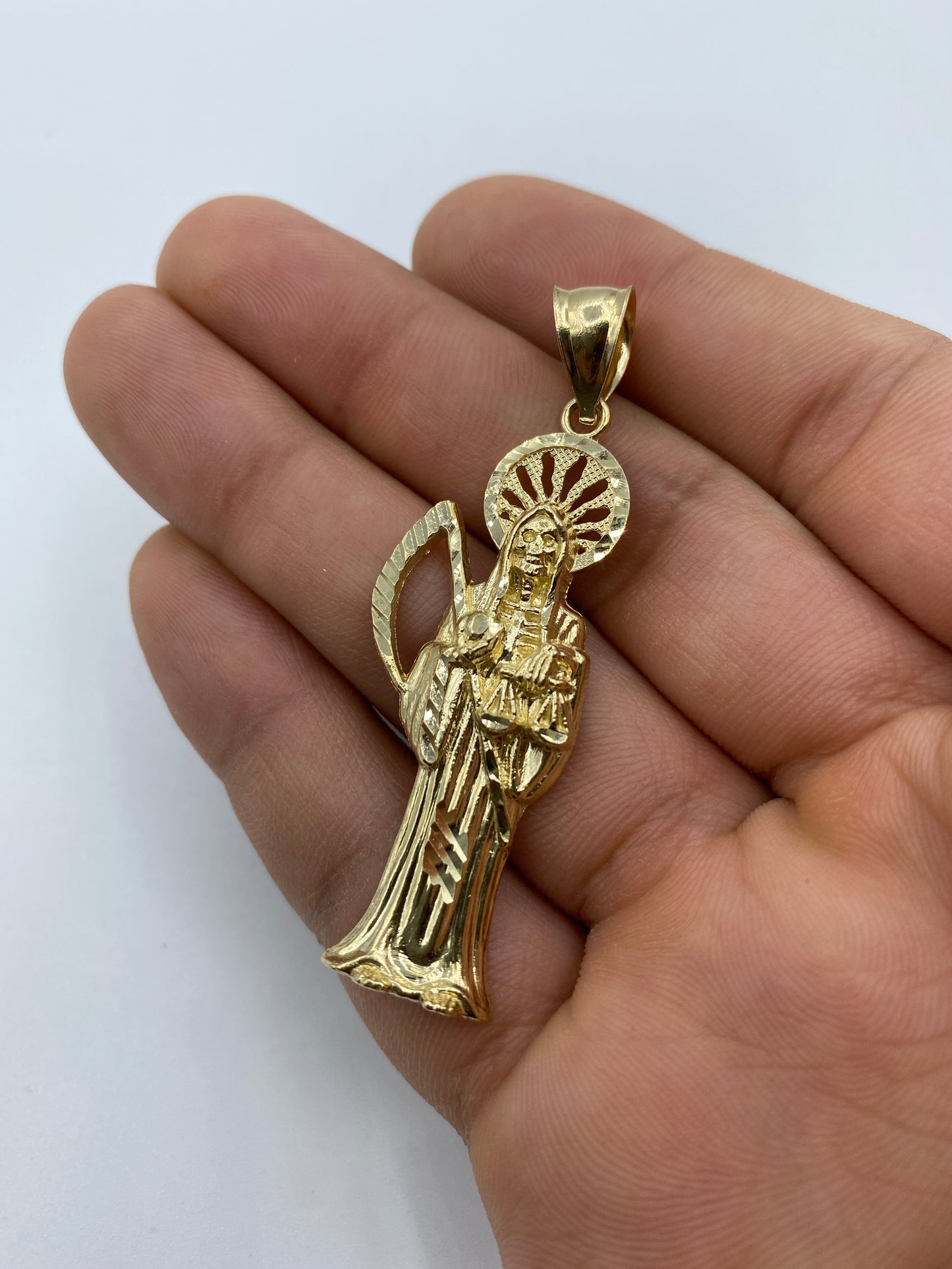 14K Santa Muerte Grim Reaper Pendant