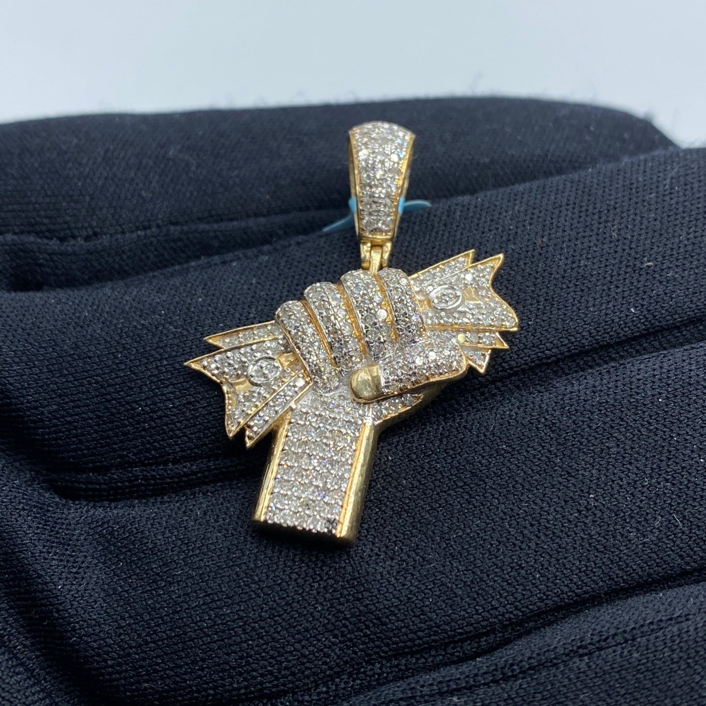 14K Money Hand Diamond Pendant