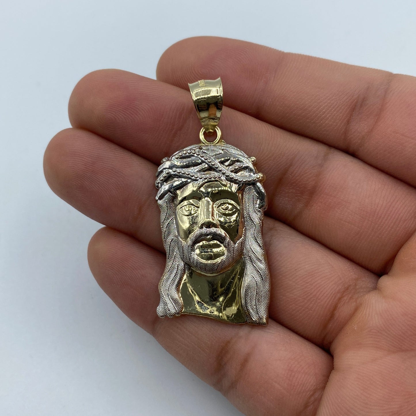 14K Jesus Head Pendant 1.9"