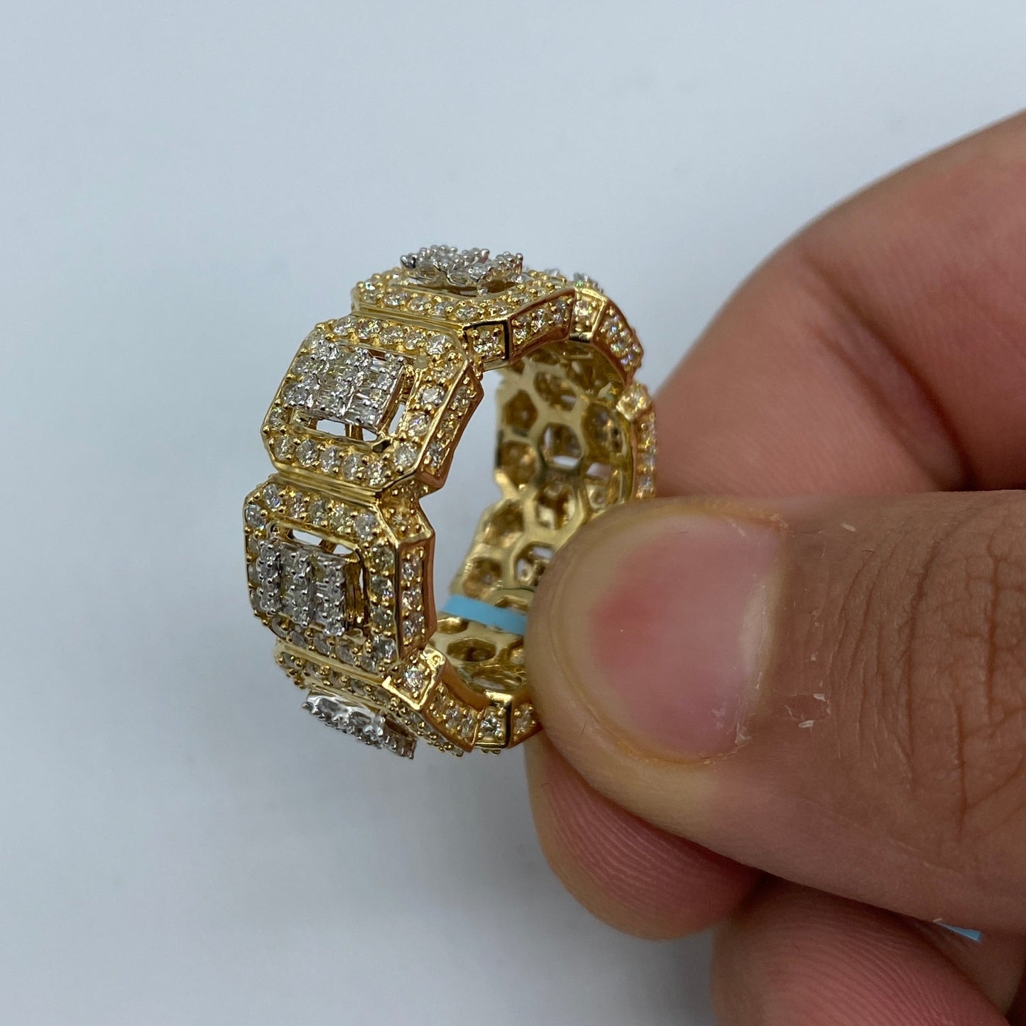 14K Eternity Diamond Baguette Square Ring