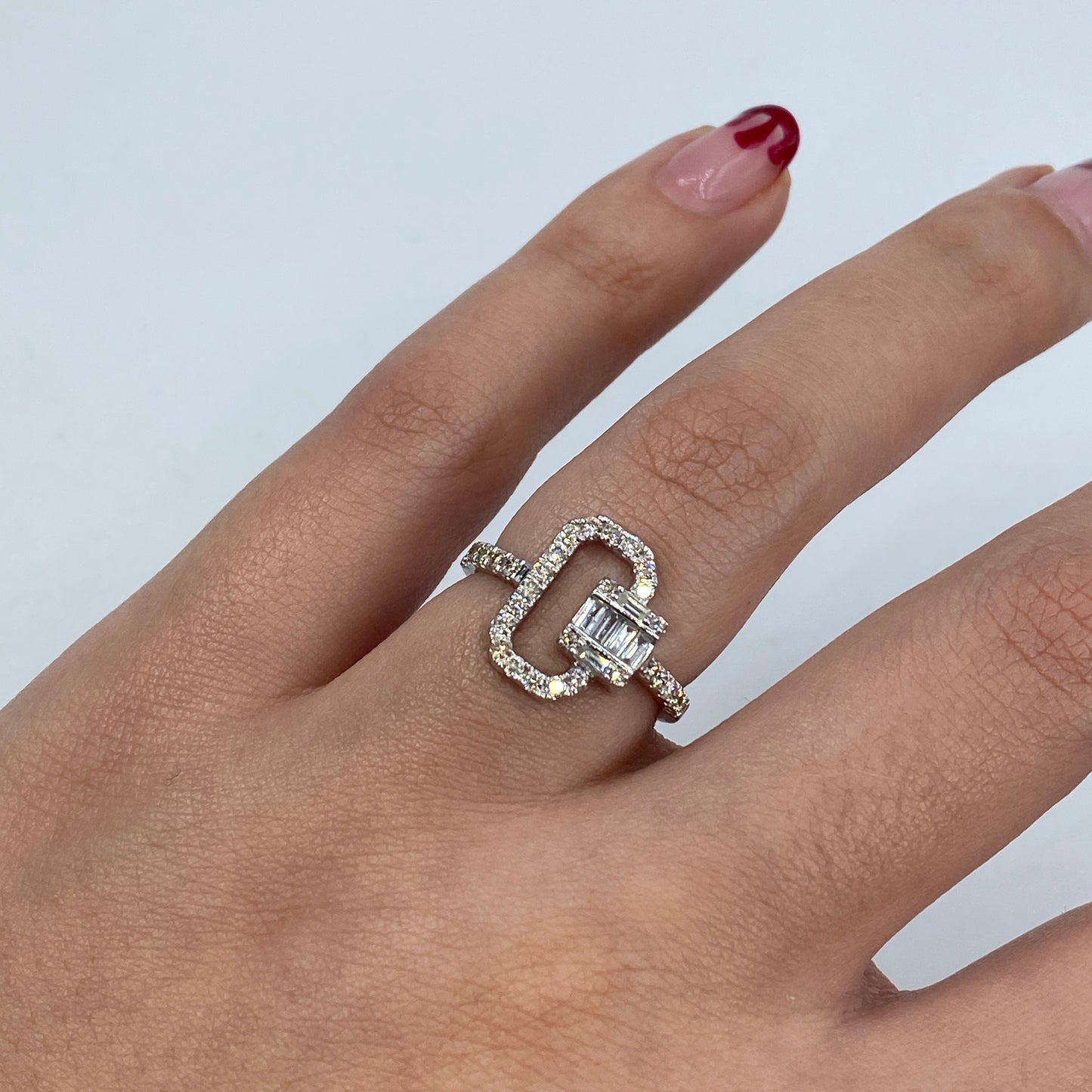 14K Open Rectangle Diamond Baguette