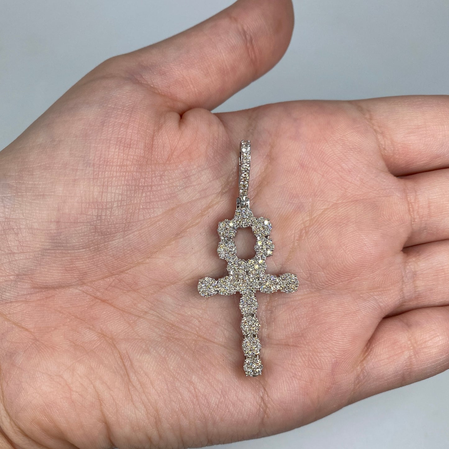 14K Ankh Unkh Cross Diamond Pendant