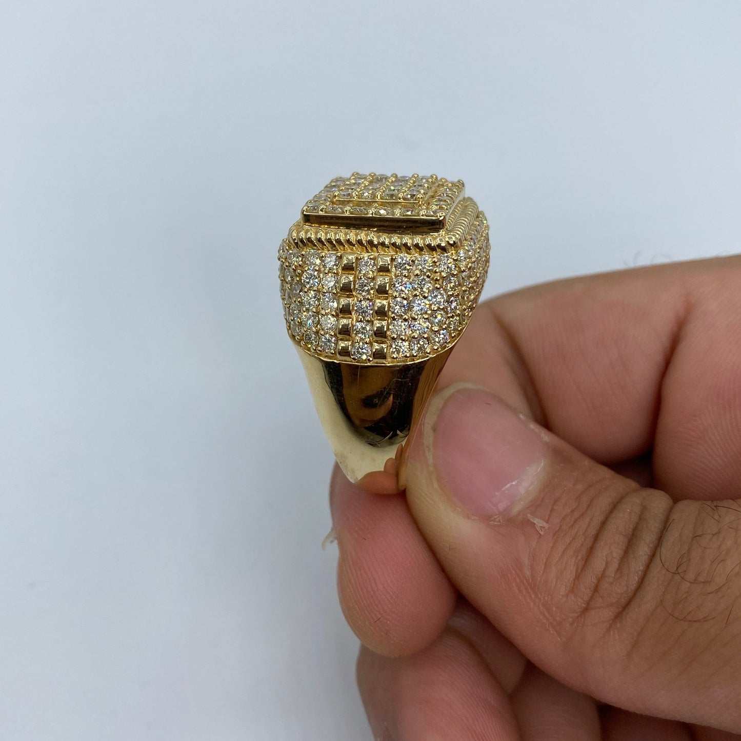 14K Square Jumbo Diamond Ring