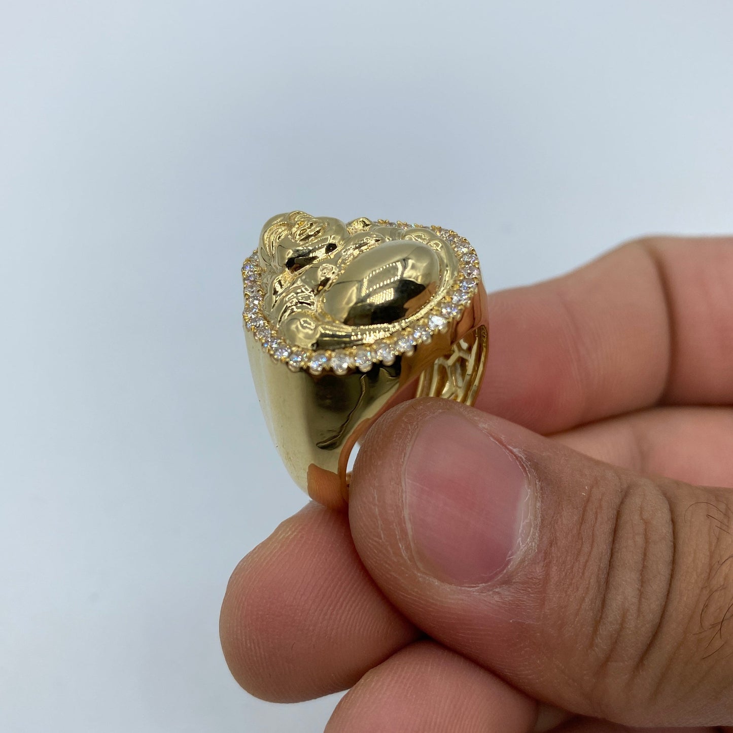 10K Lucky Buddha Diamond Ring