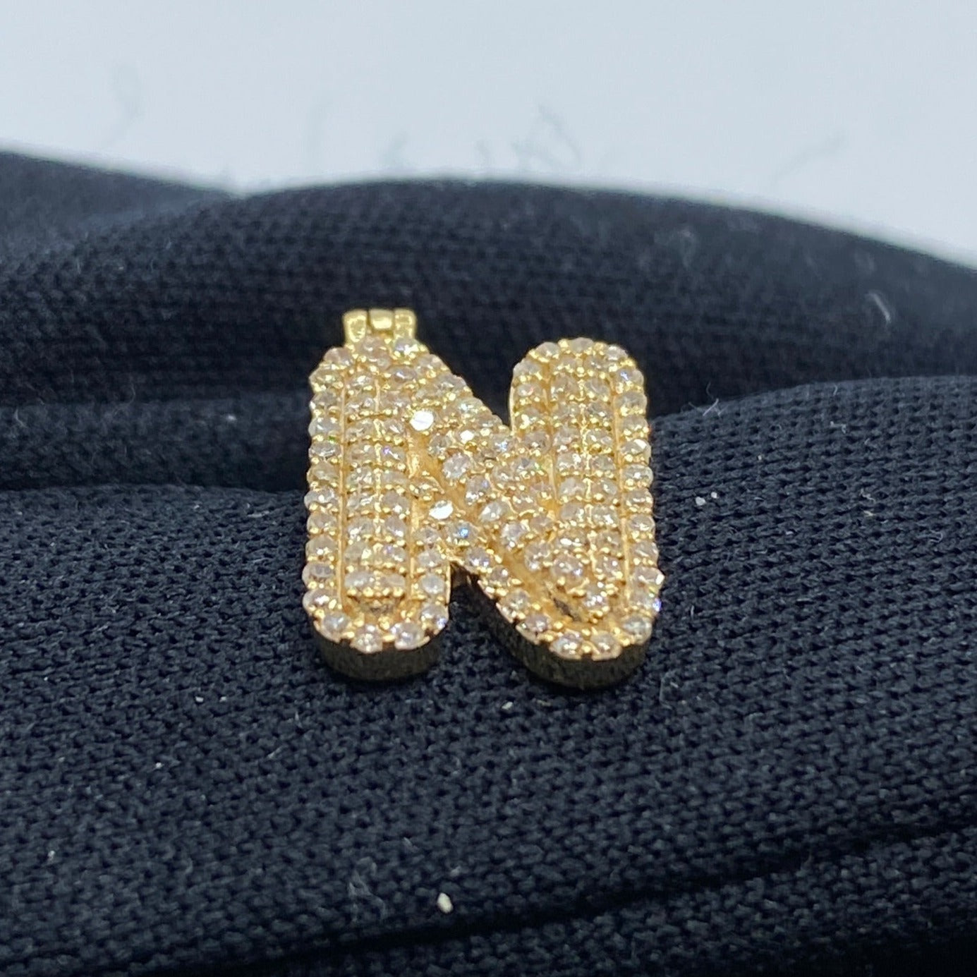 14k Initial N Bubble Pendant