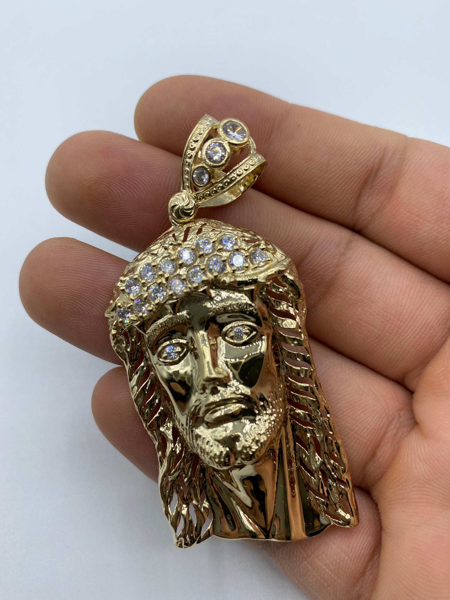 14K Jesus Head Pendant 2.75"