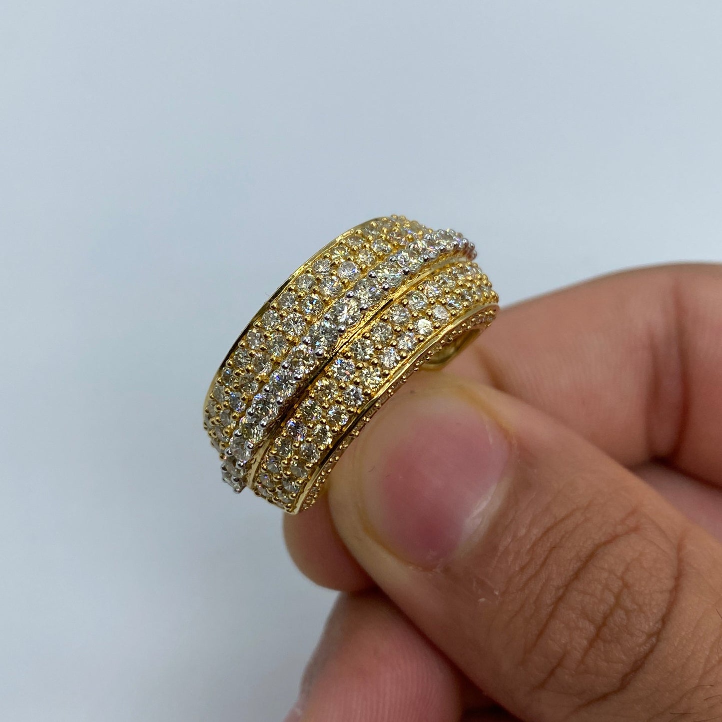 14K Thick Men's Diamond Ring