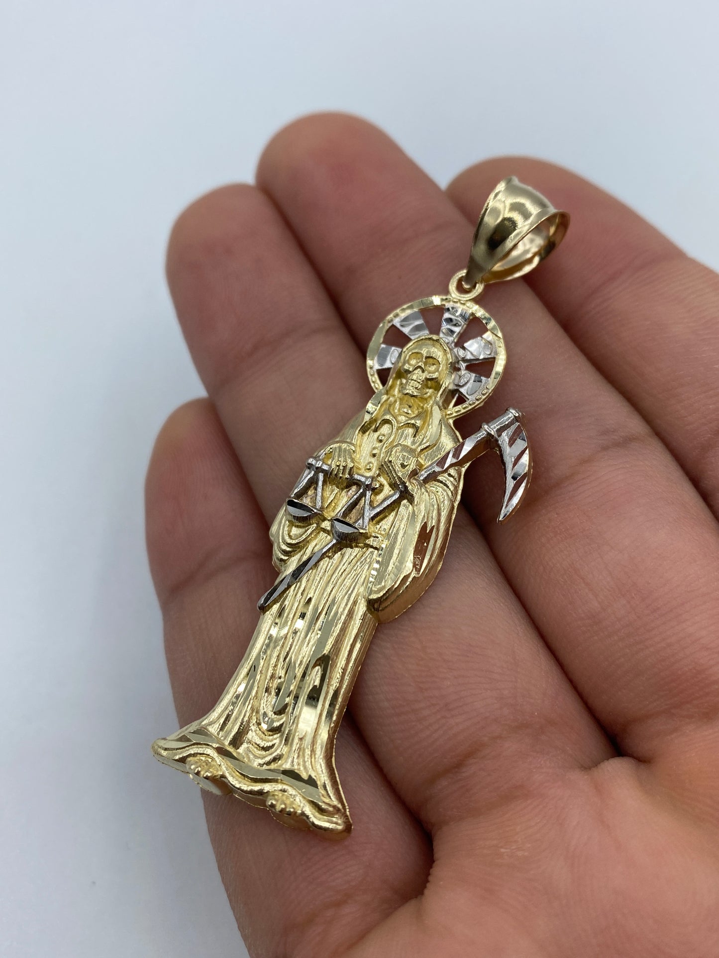14K Santa Muerte Grim Reaper Pendant