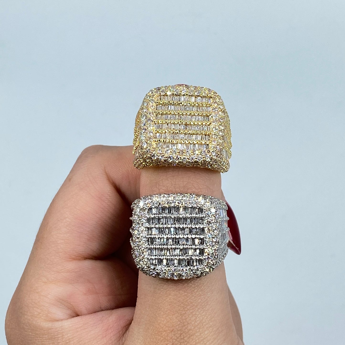 14K Jumbo Stacked Diamond Baguette Ring
