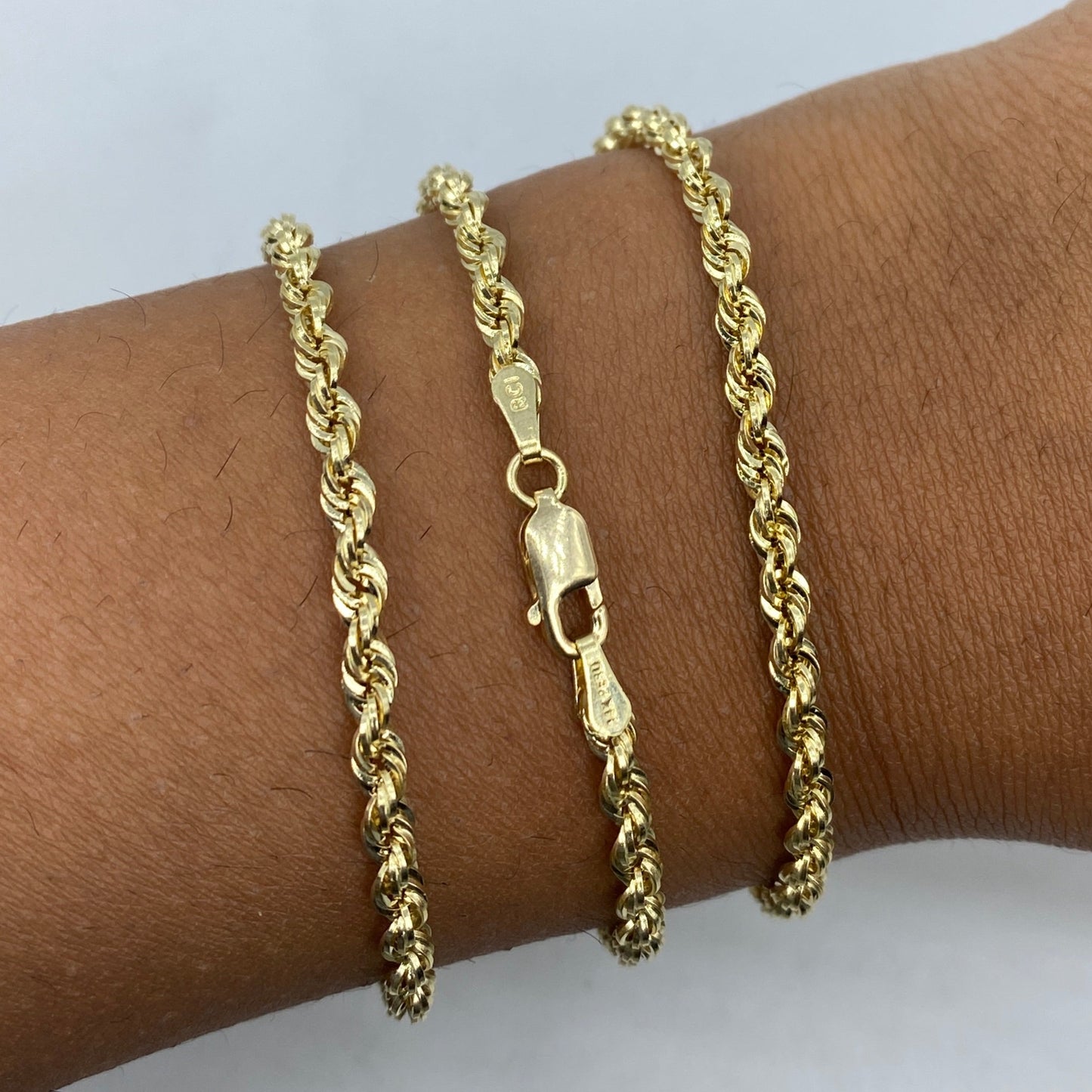 14K Yellow Gold Rope Bracelet 7"