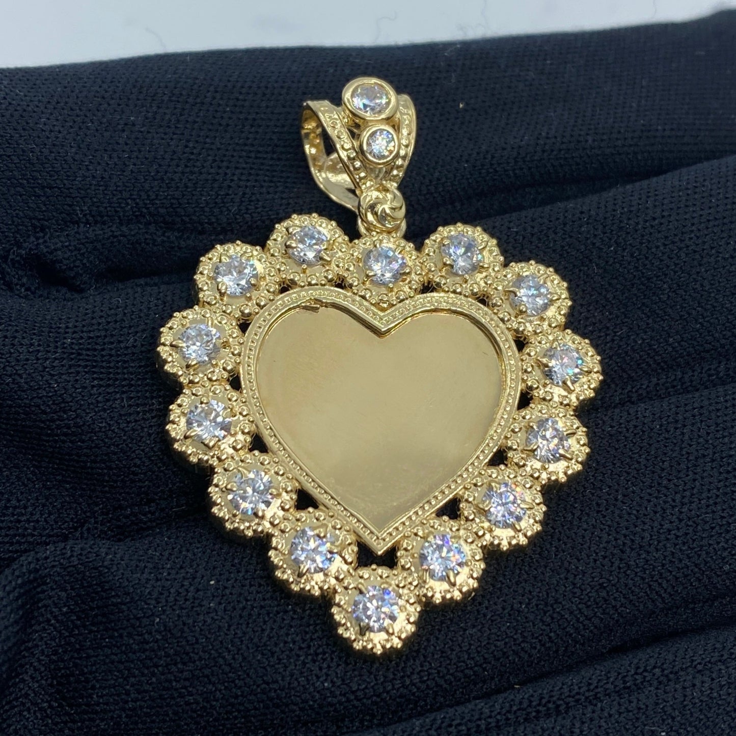 14K Heart Picture Photo Pendant