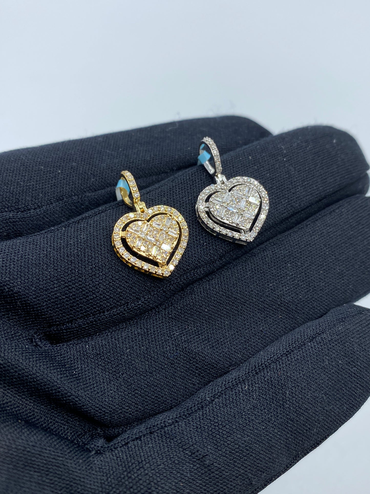 14K Heart Diamond Baguette Gap Pendant