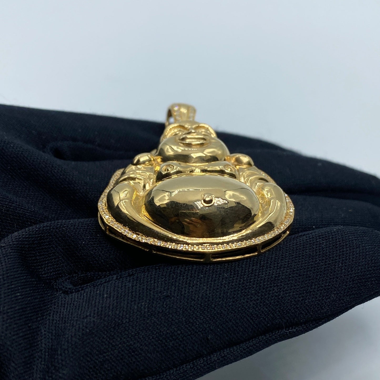 14K Lucky Laughing Buddha Diamond Pendant