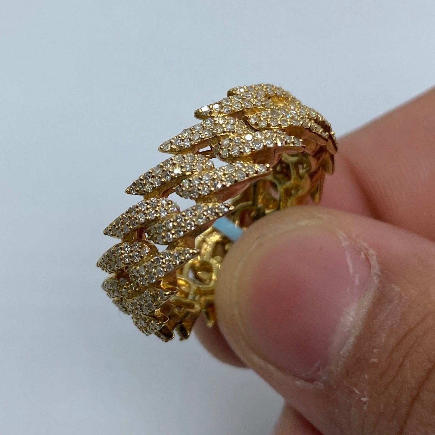 14K Gold 10MM Eternity Cuban Thorn Diamond Ring