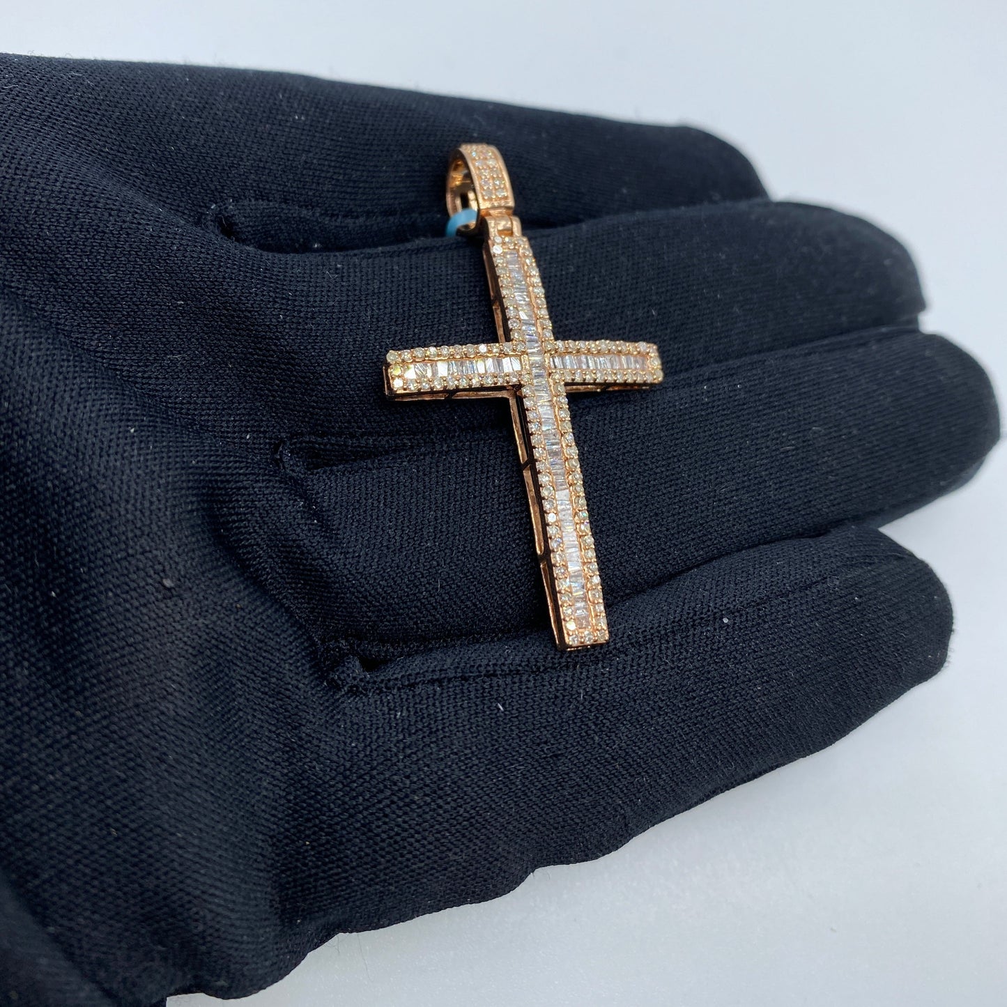 14K Latin Cross Diamond Baguette Pendant