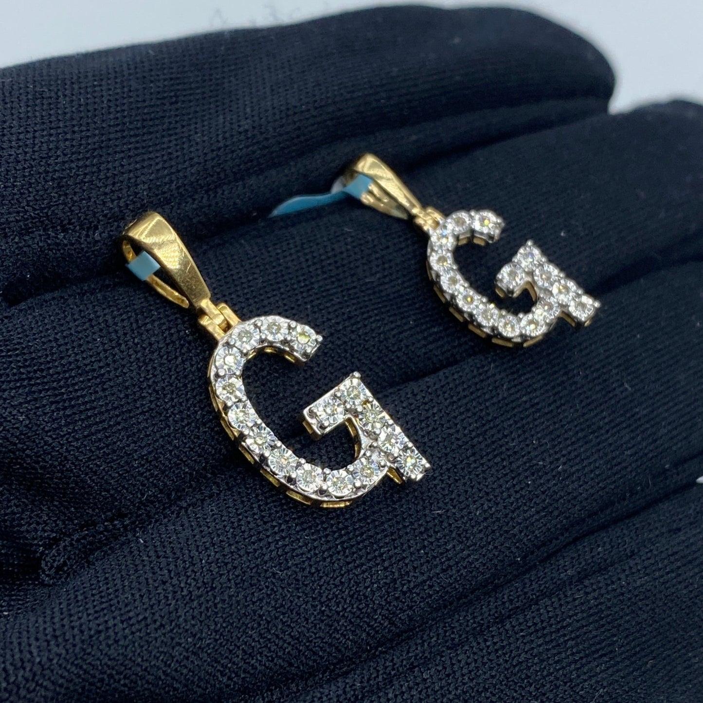 14K Gold Single Stone Initial G Diamond Pendant