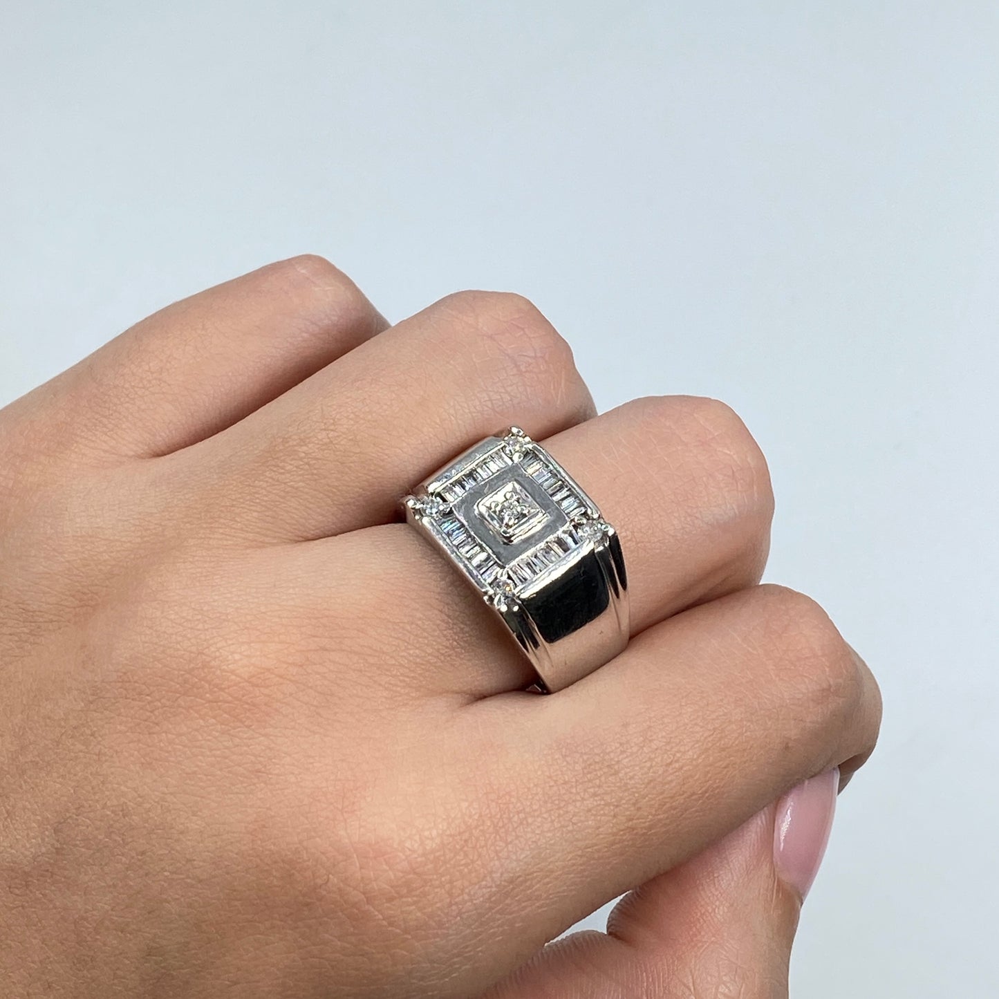 14K Diamond Baguette Cut Tower Ring