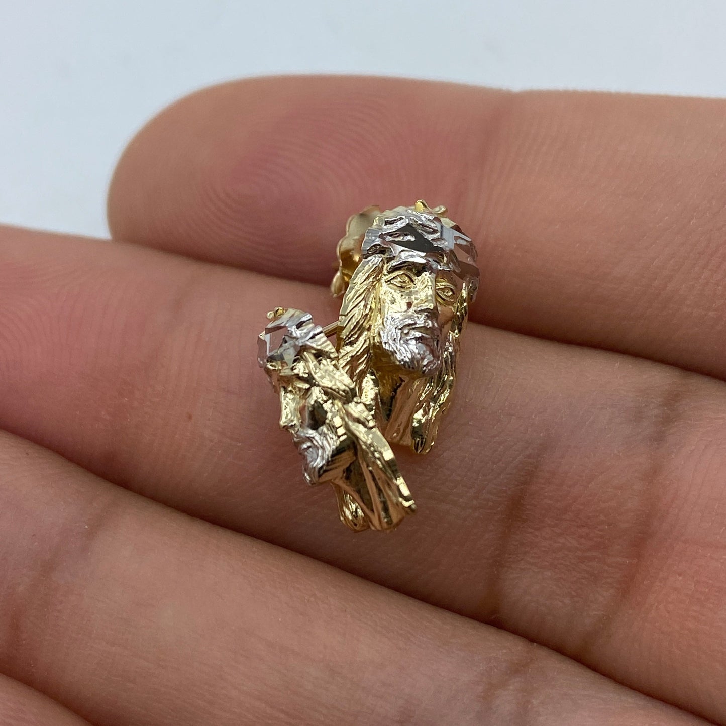 14K Jesus Head Earrings 0.5"