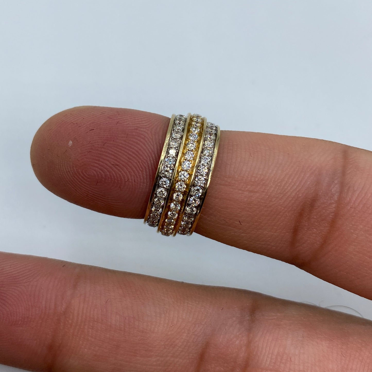 14K Eternity Three Row Diamond Ring