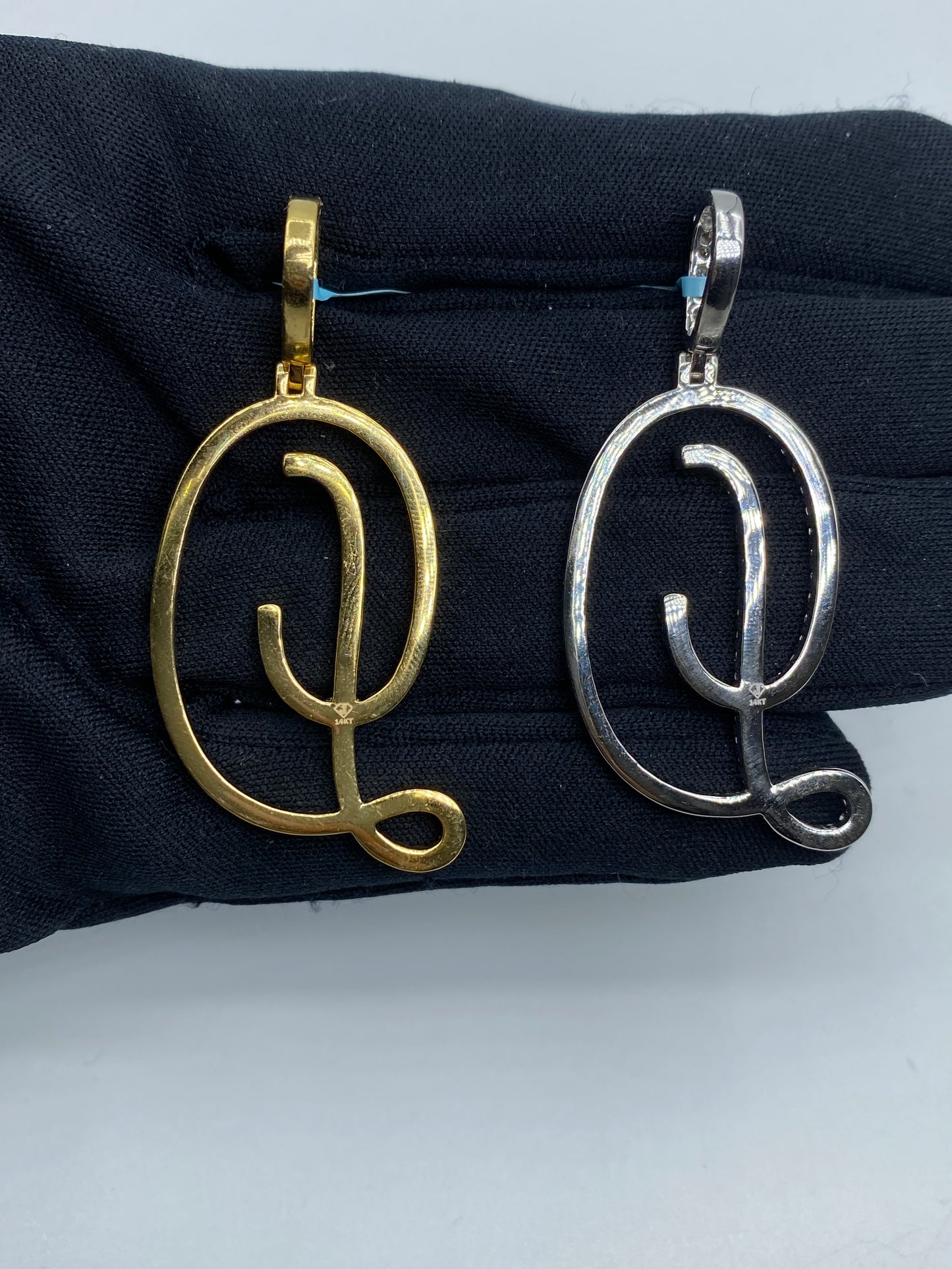 14k Initial D Large Script Pendant