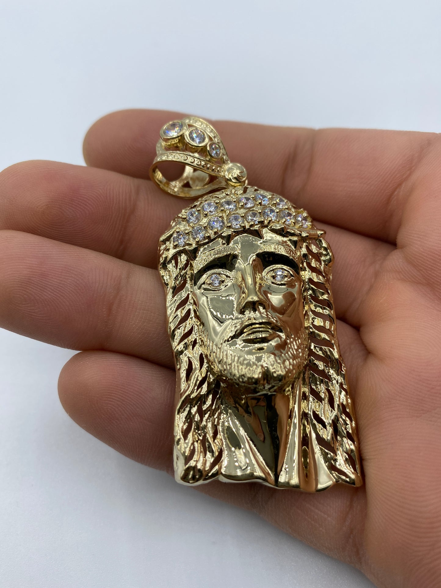 14K Jesus Head Pendant 2.75"