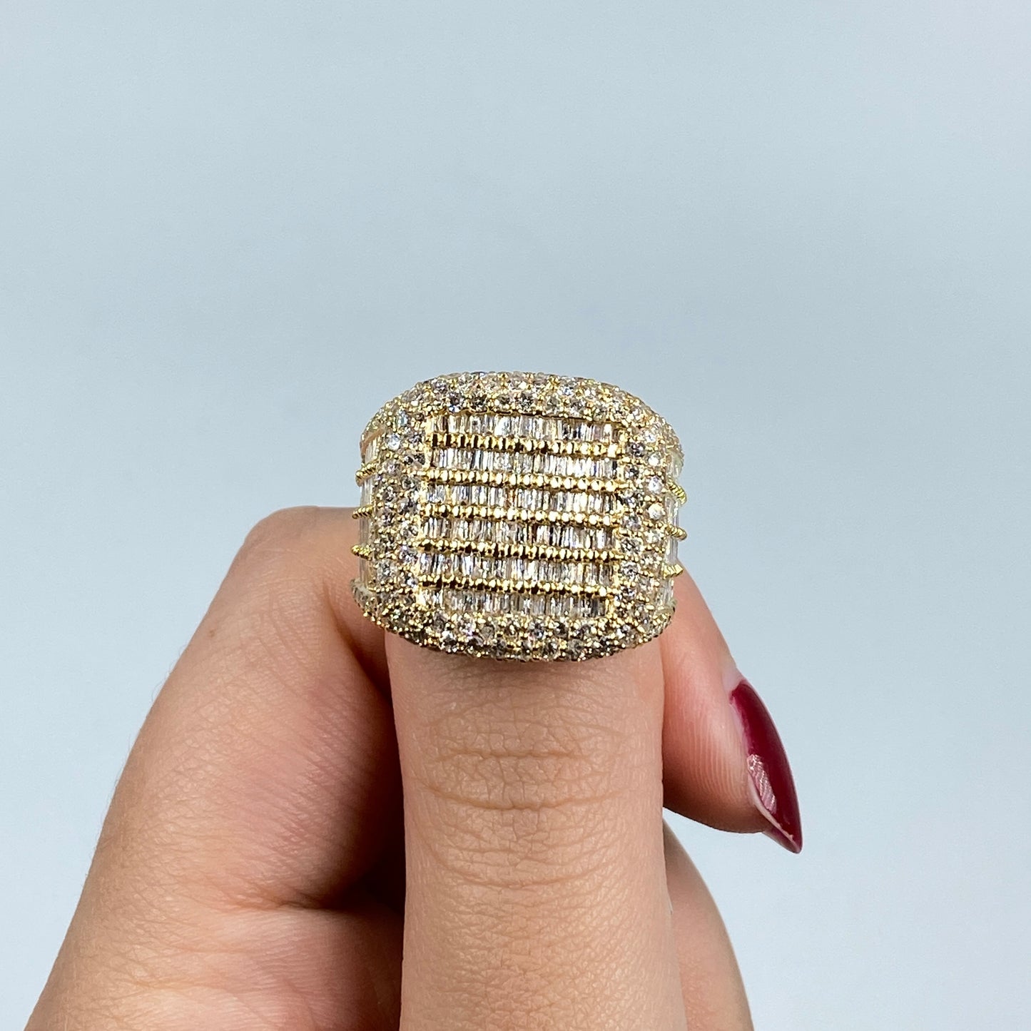 14K Jumbo Stacked Diamond Baguette Ring