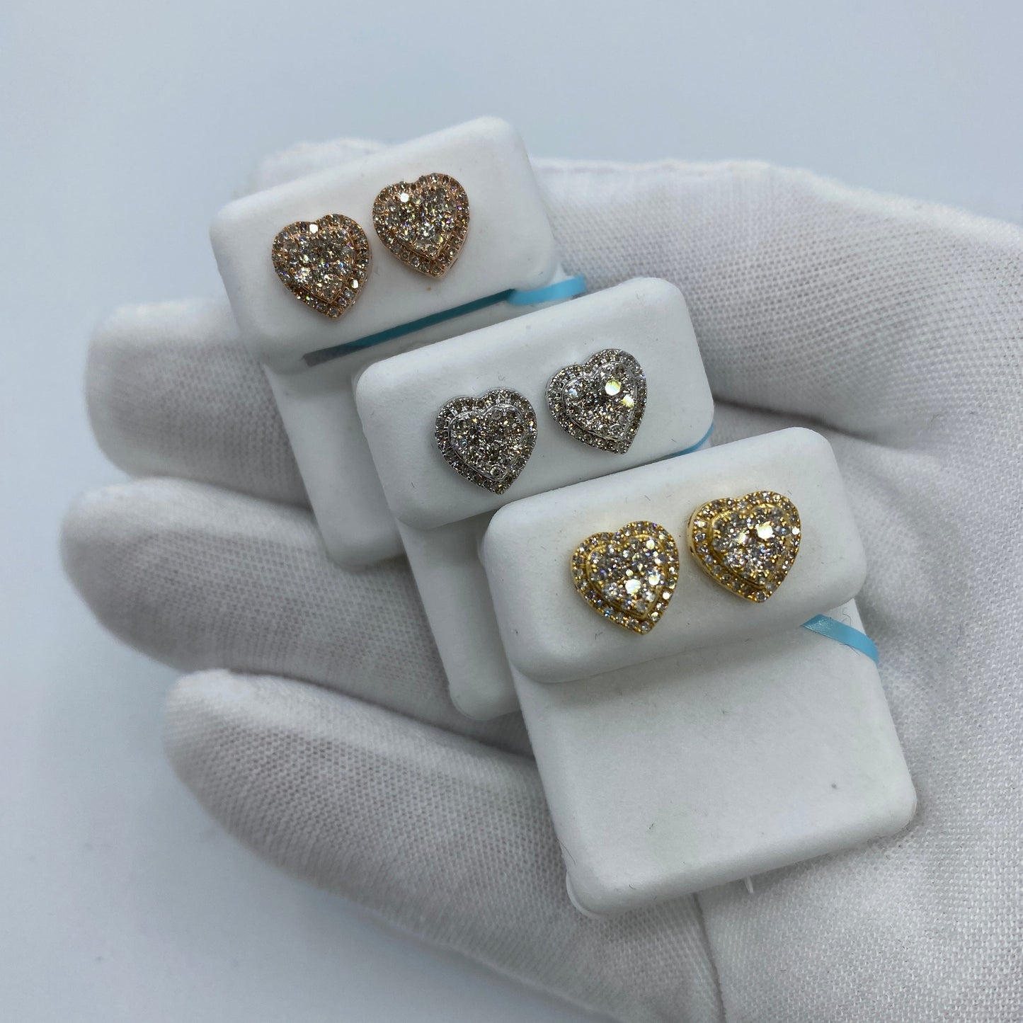 14K Halo Heart Diamond Earrings