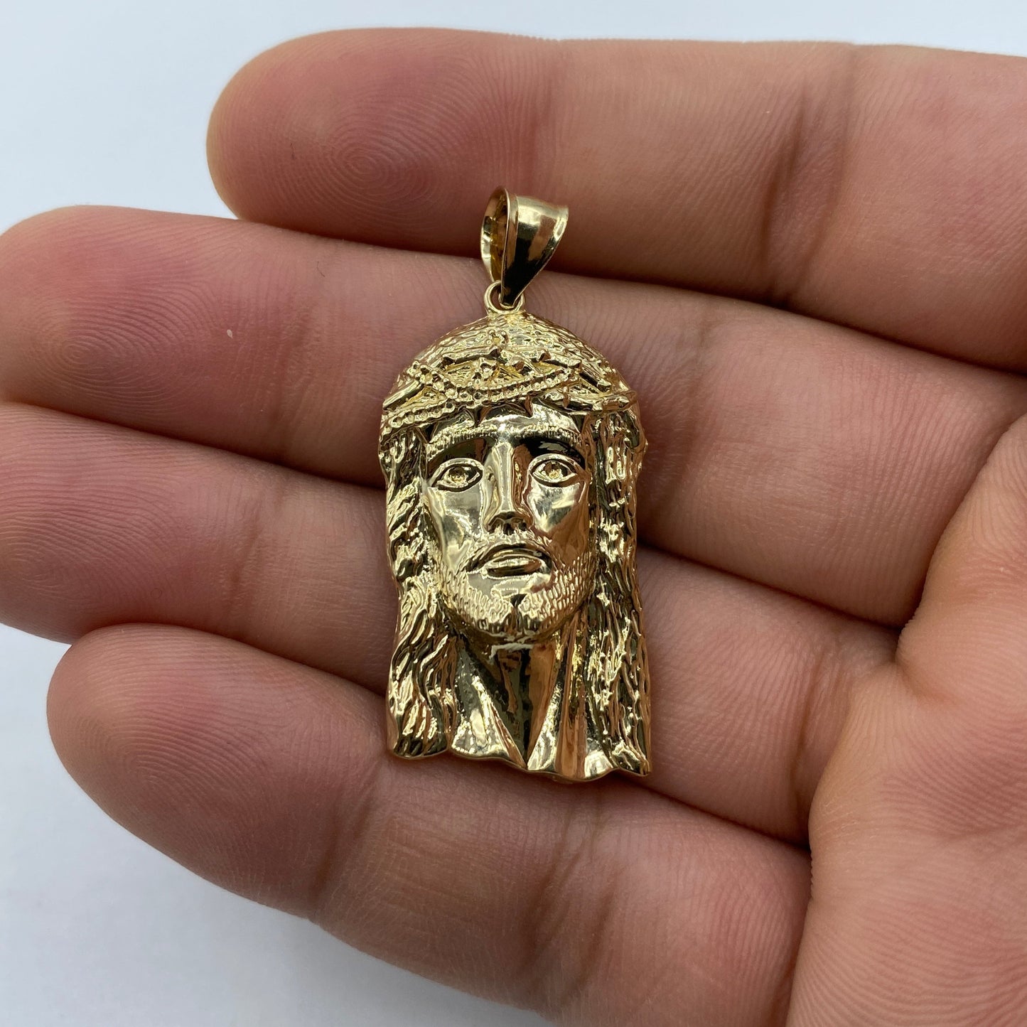 14K Jesus Head Pendant 1.6"
