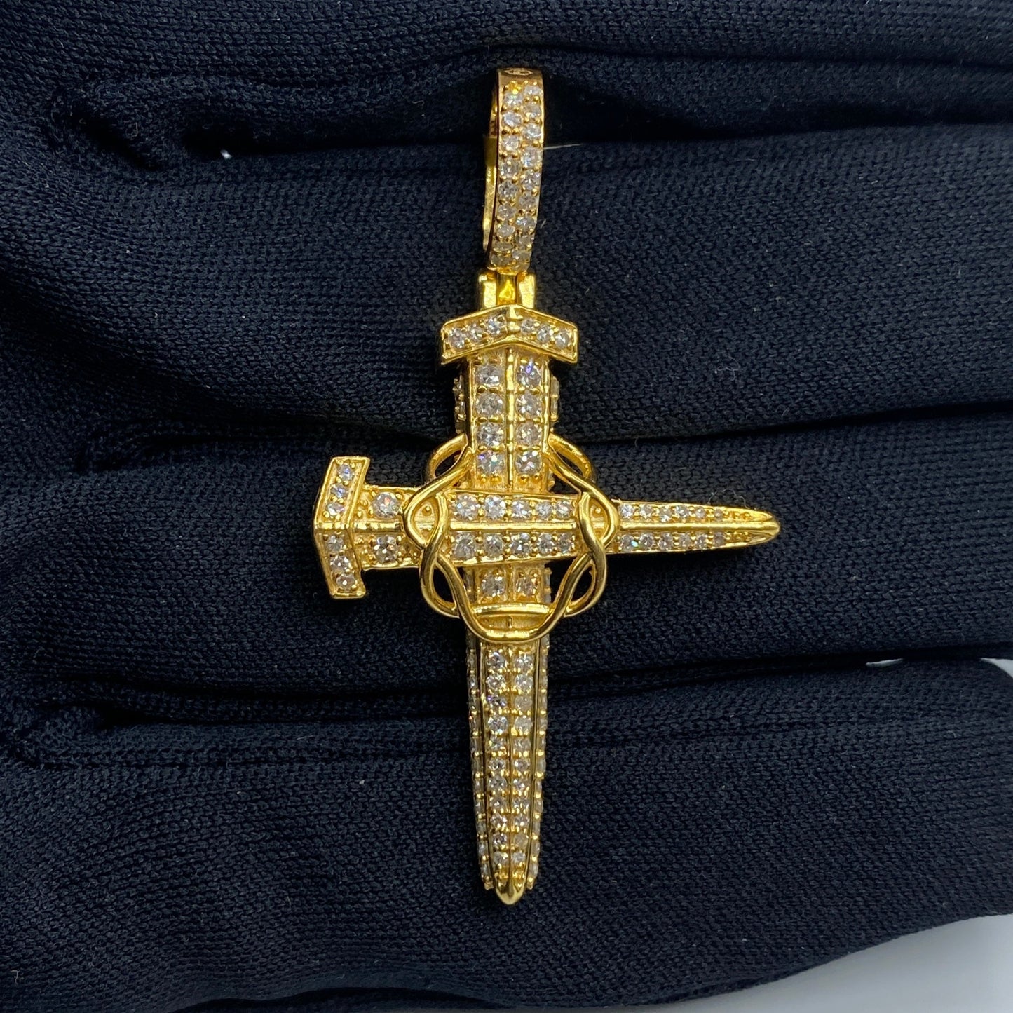 10K Nail Cross Diamond Pendant