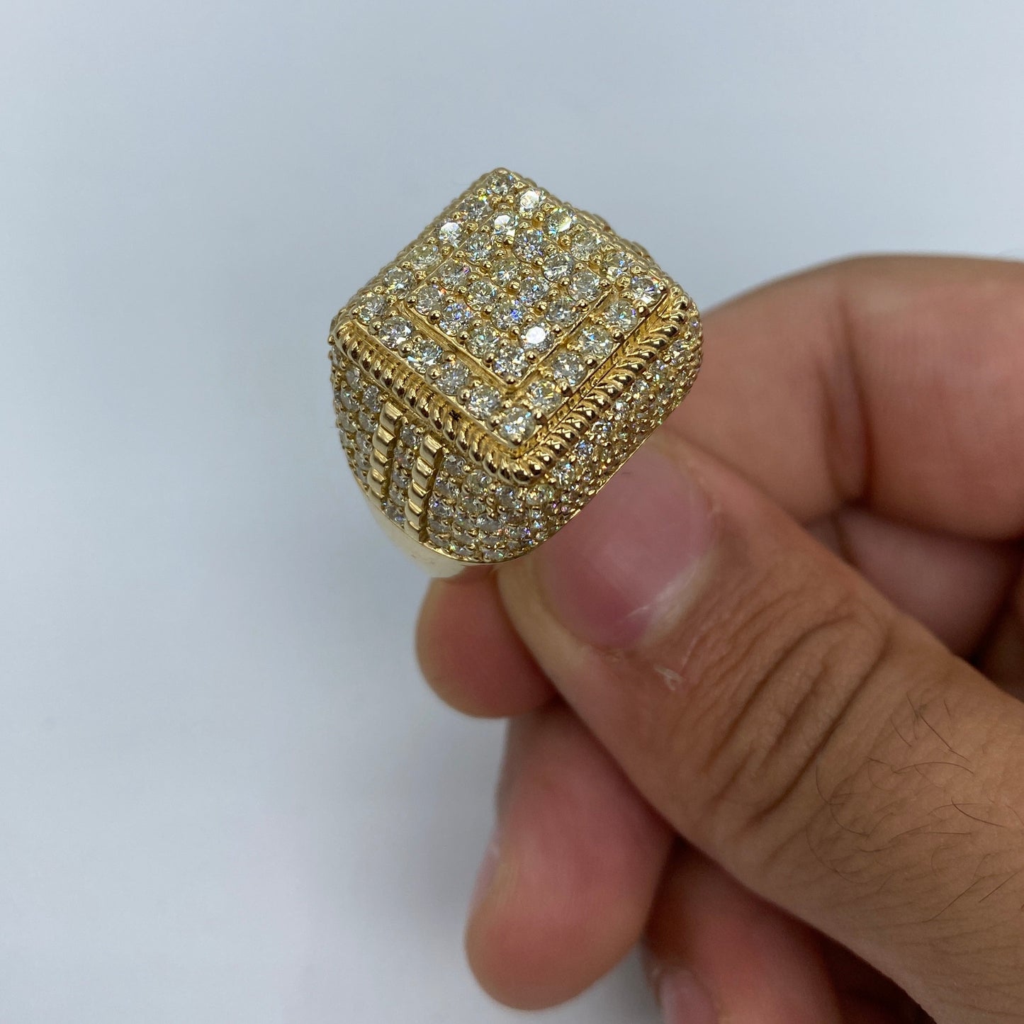14K Square Jumbo Diamond Ring