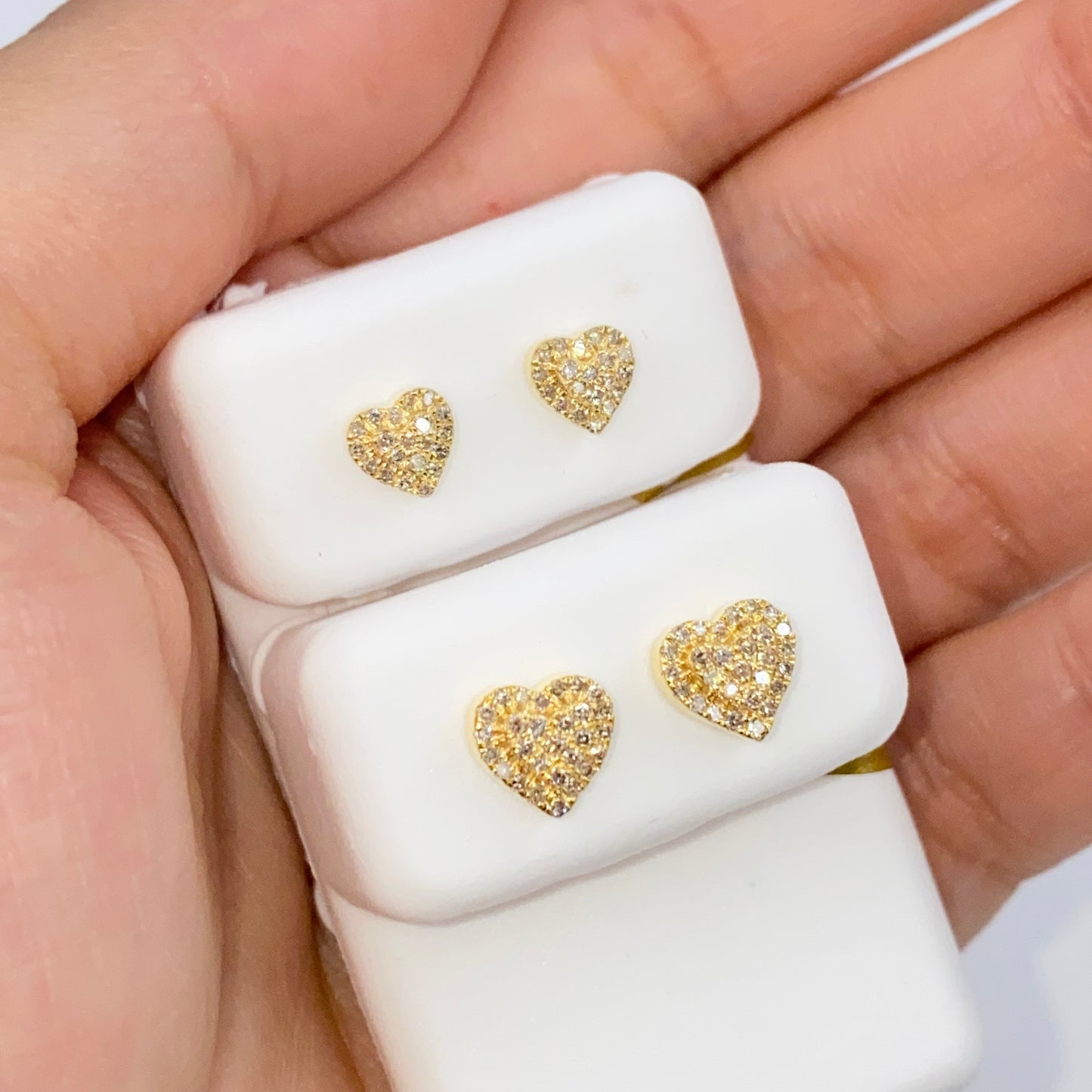 14K Classic Heart Diamond Earrings