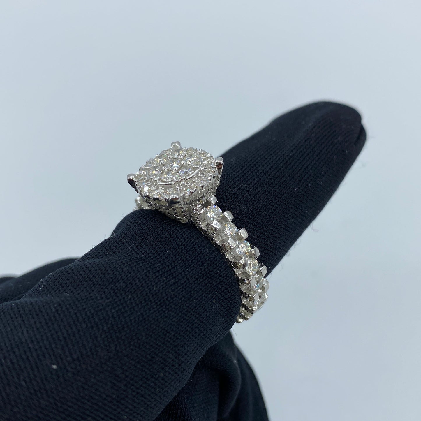 14K Jumbo Circle Halo Diamond Engagement Ring with Band