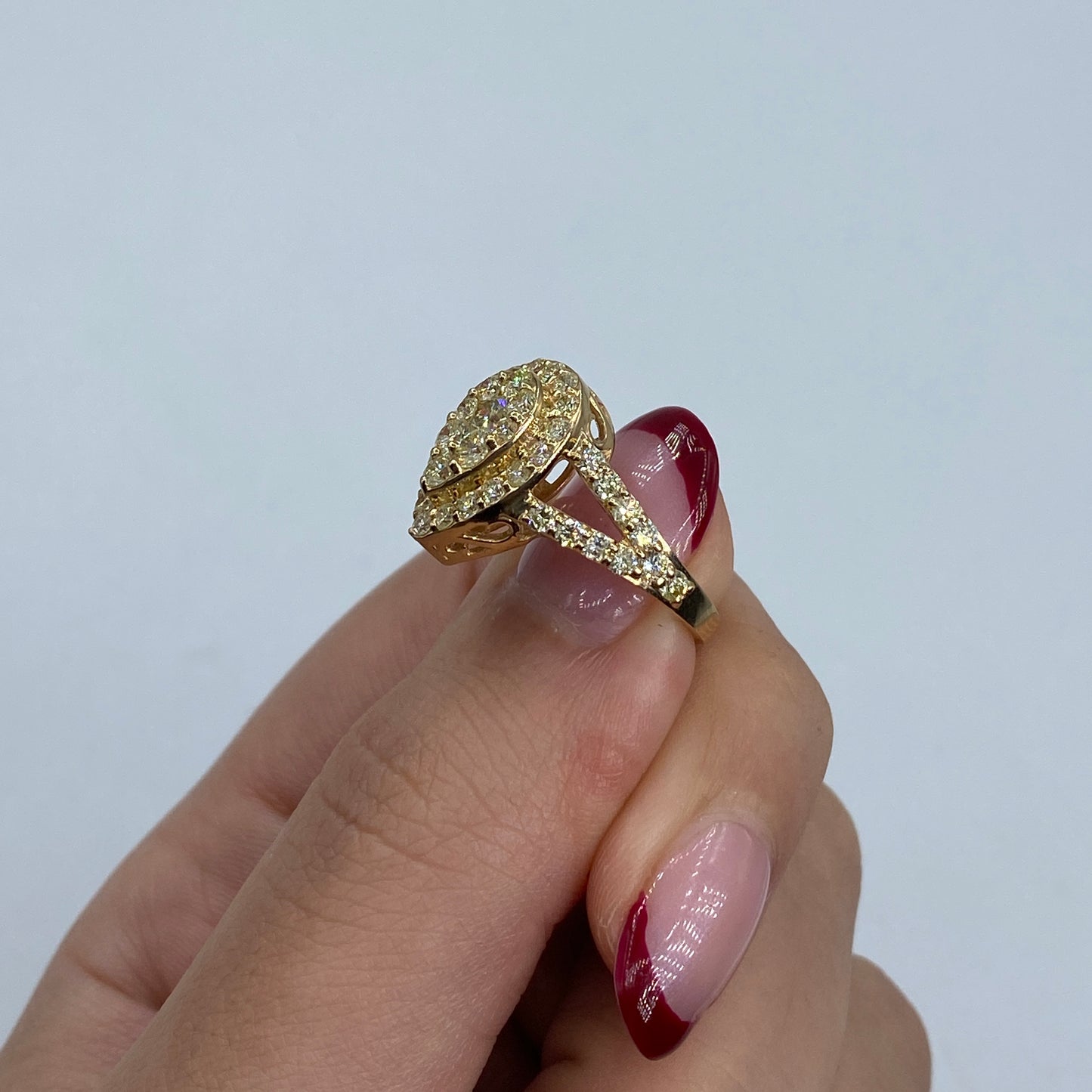 14K Cherish Halo Pear Diamond Engagement Ring