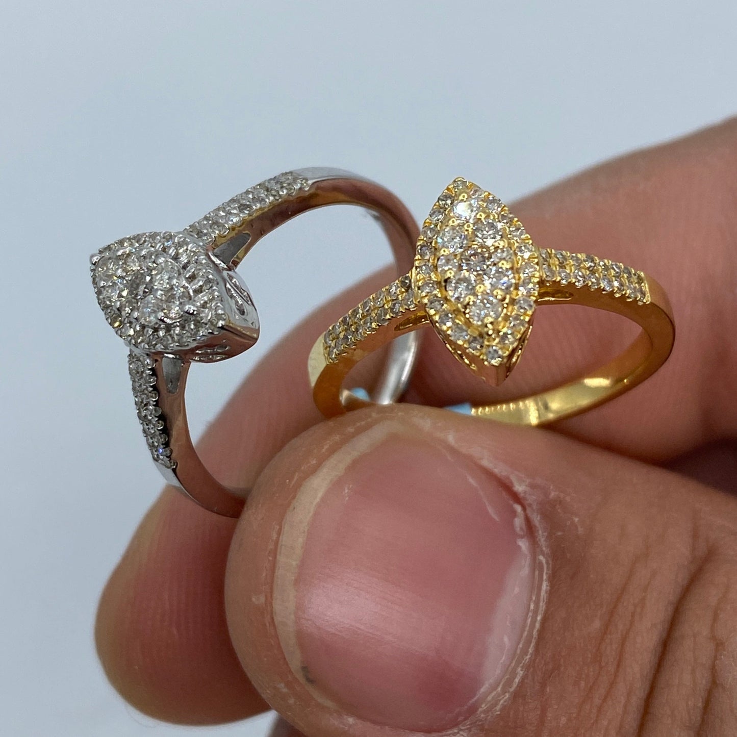 14K Almond Diamond Engagement Ring